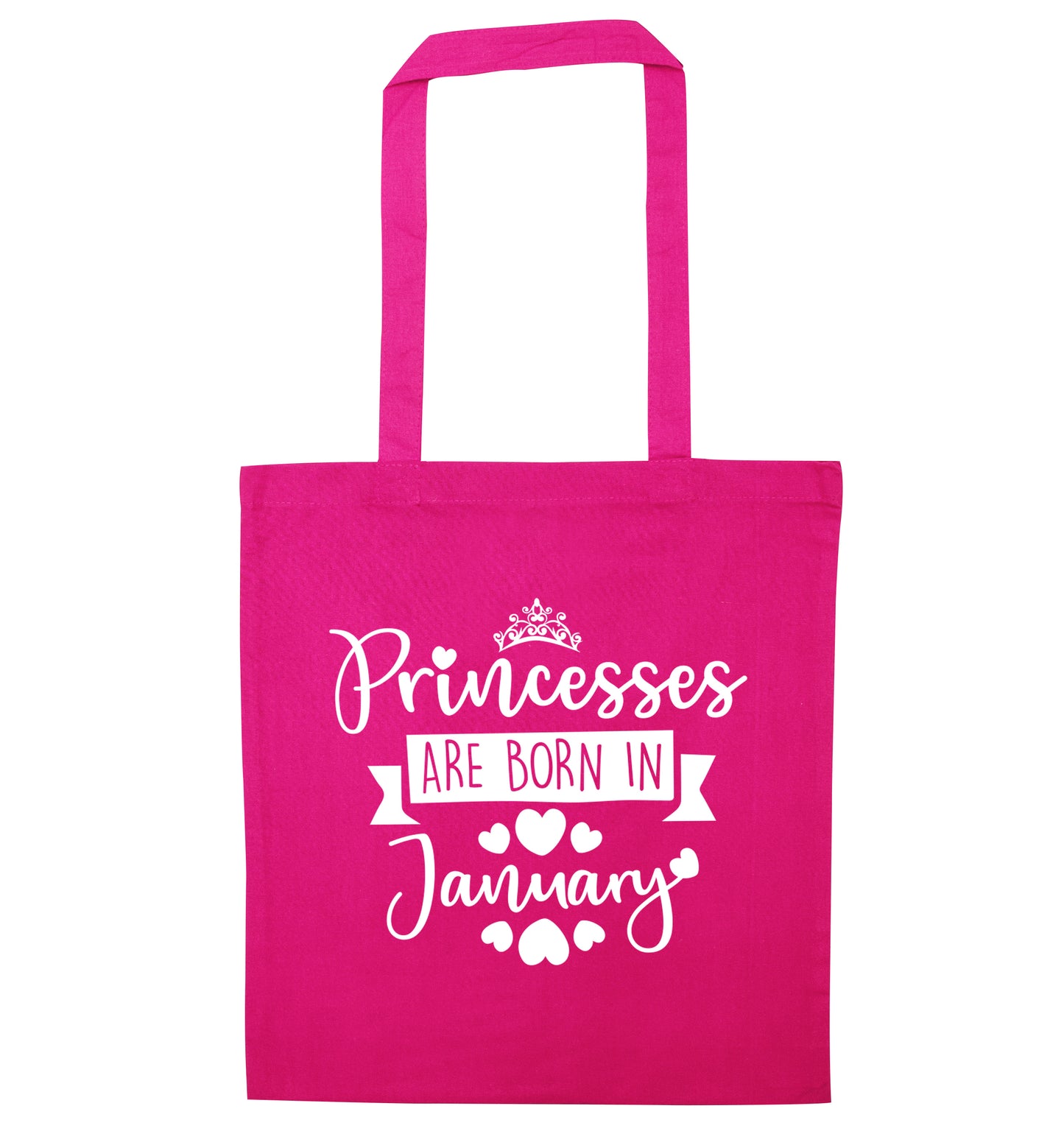 Princesses are born in January pink tote bag