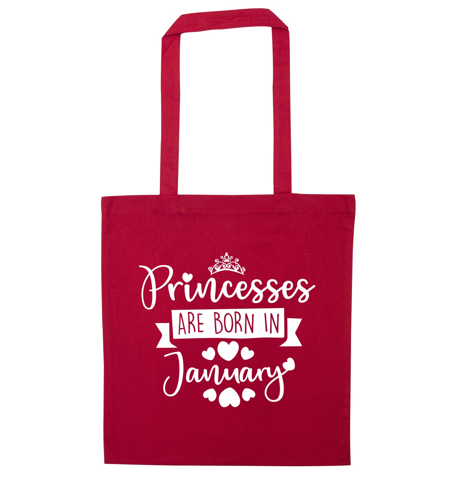 Princesses are born in January red tote bag