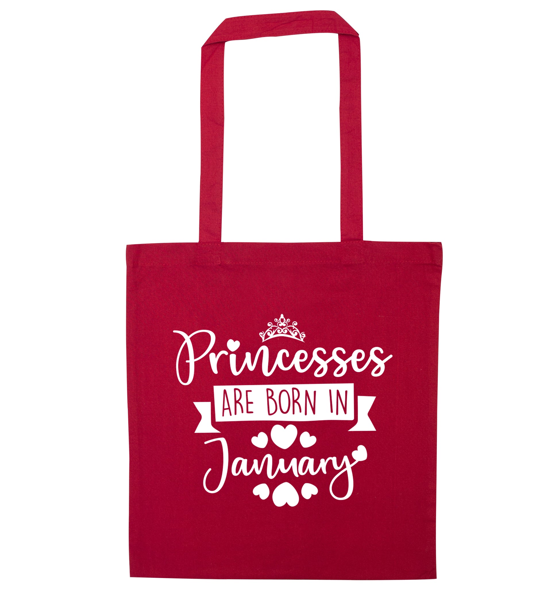 Princesses are born in January red tote bag