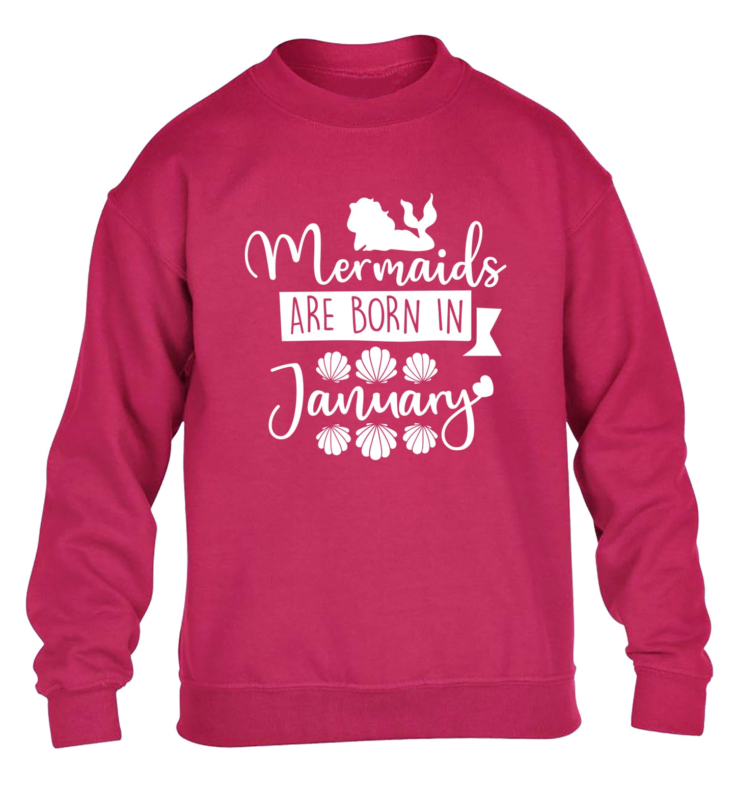 Mermaids are born in January children's pink sweater 12-13 Years