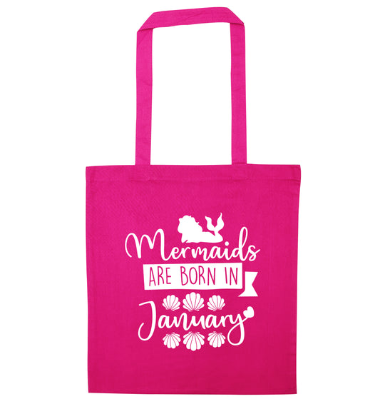 Mermaids are born in January pink tote bag
