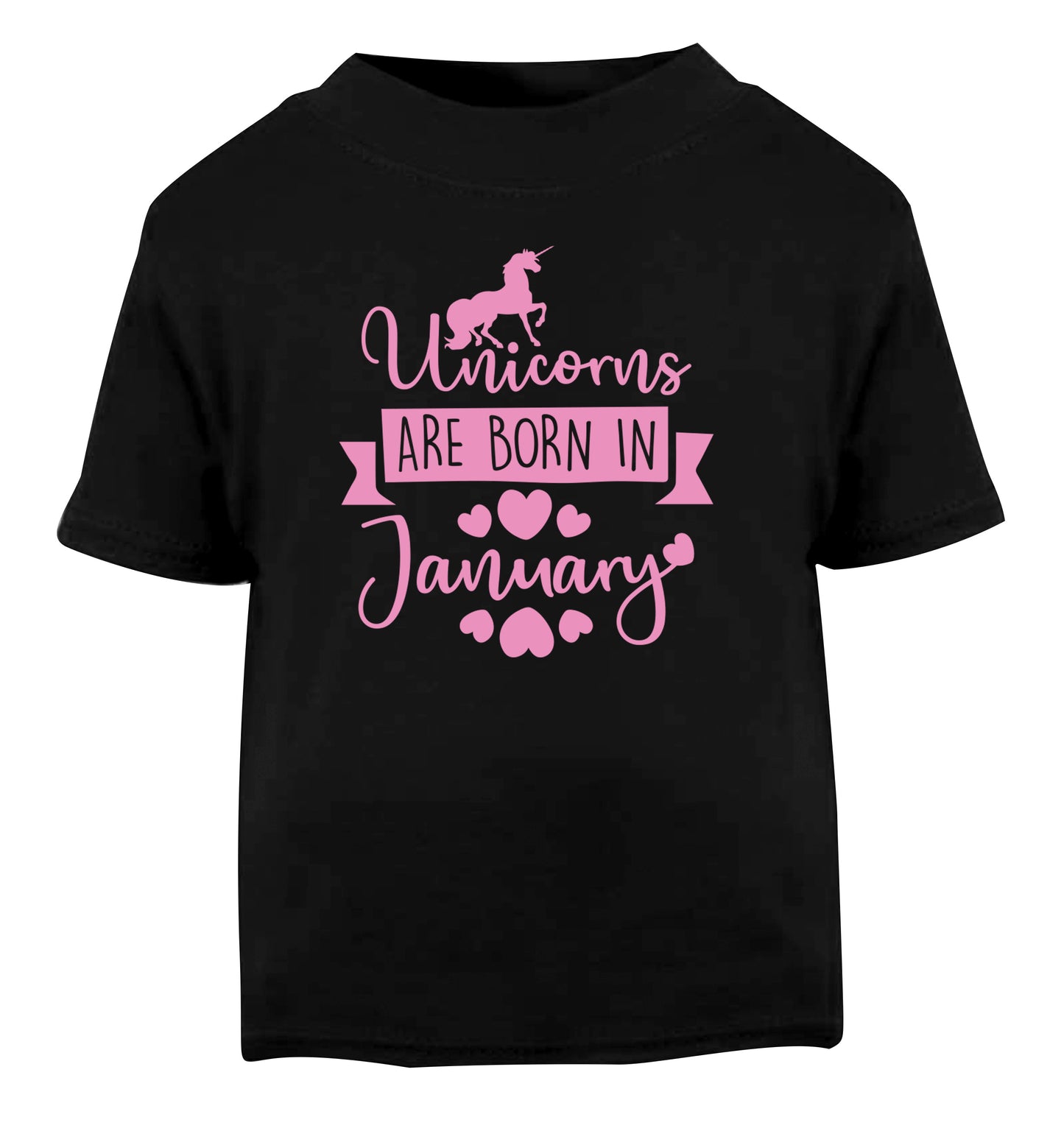 Unicorns are born in January Black Baby Toddler Tshirt 2 years