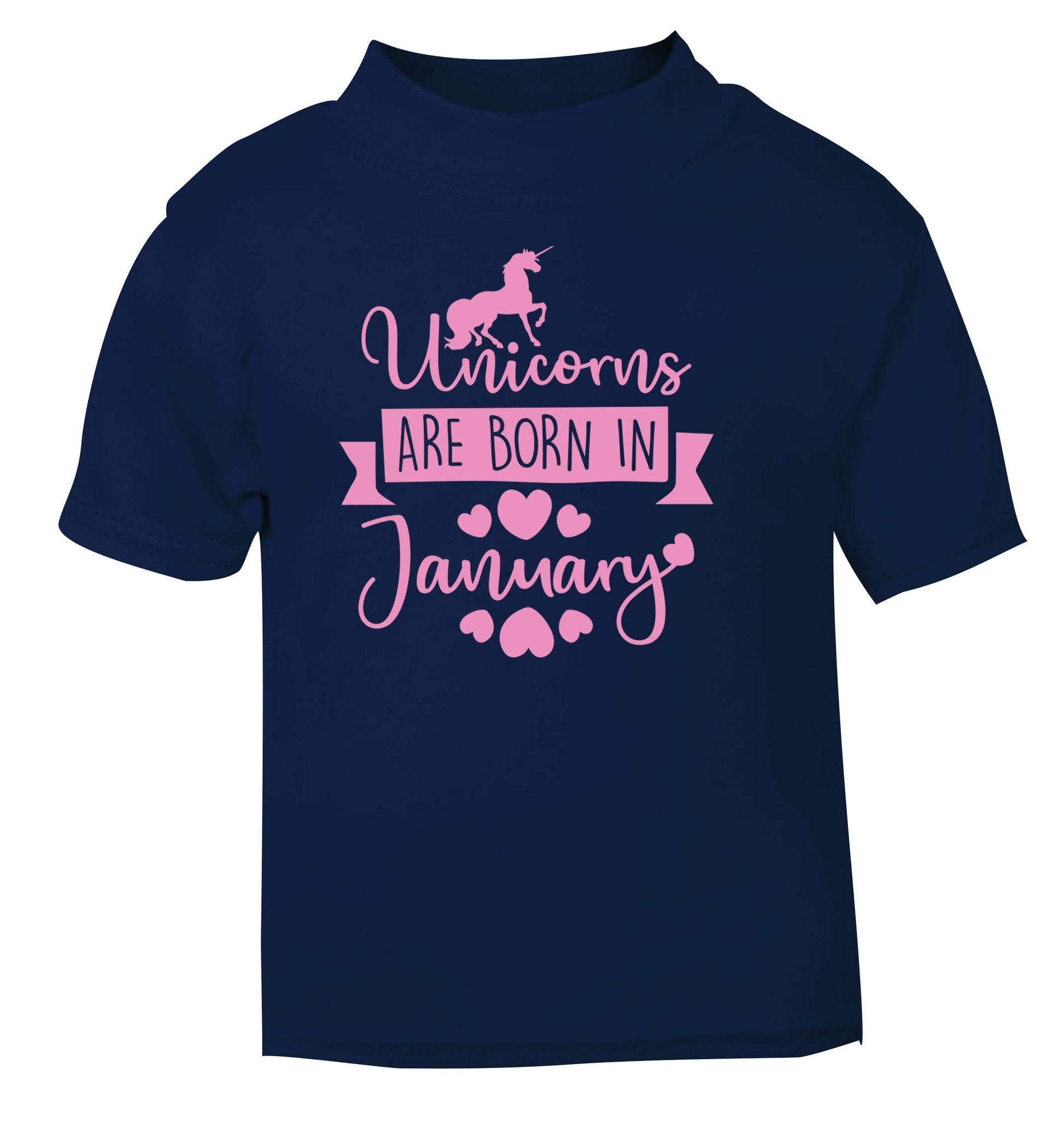 Unicorns are born in January navy Baby Toddler Tshirt 2 Years