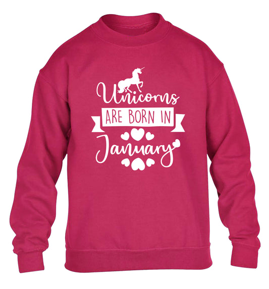 Unicorns are born in January children's pink sweater 12-13 Years