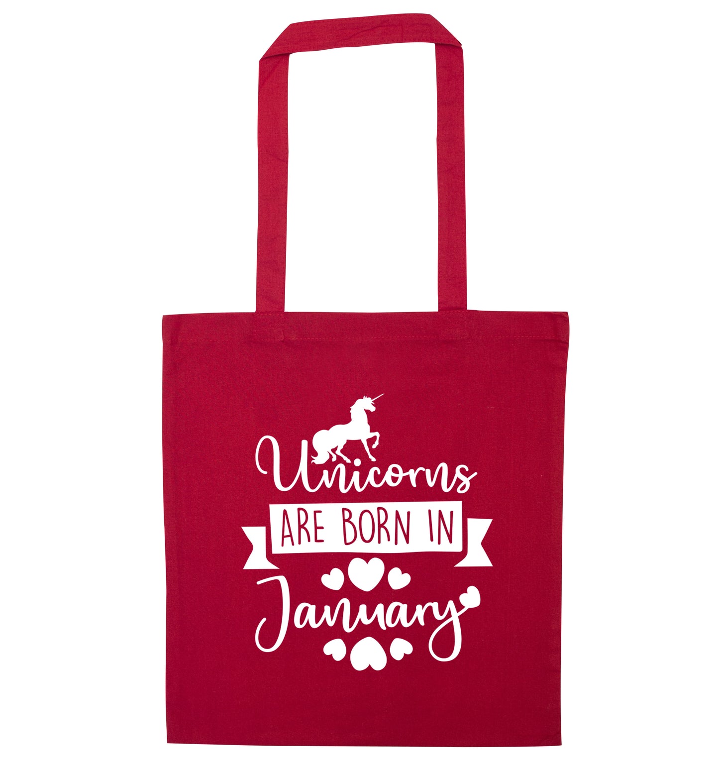 Unicorns are born in January red tote bag