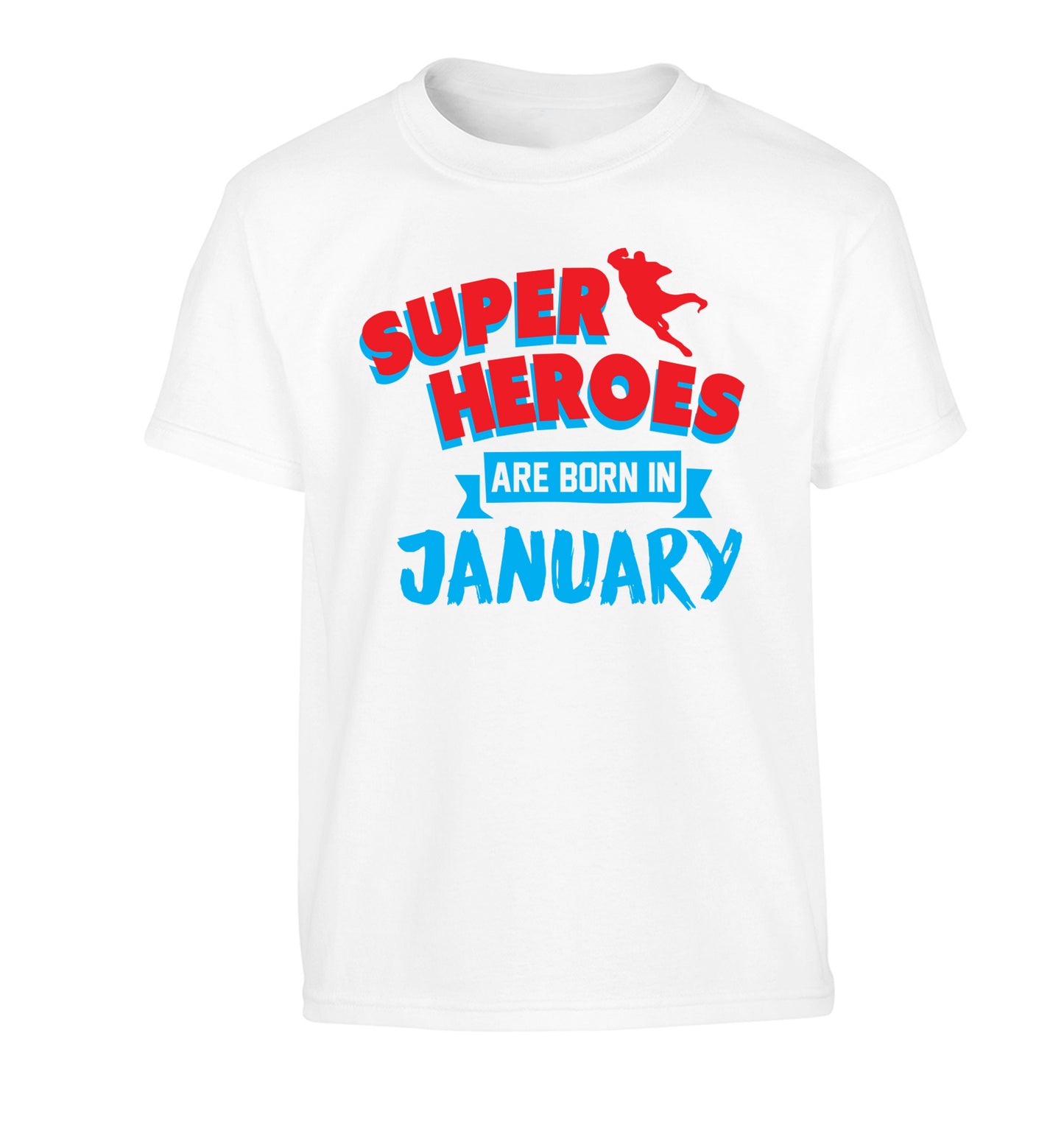 Superheros are born in January Children's white Tshirt 12-13 Years