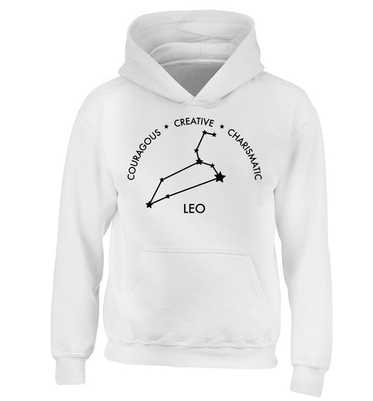 Leo - Courageous | Creative | Charismatic children's white hoodie 12-13 Years