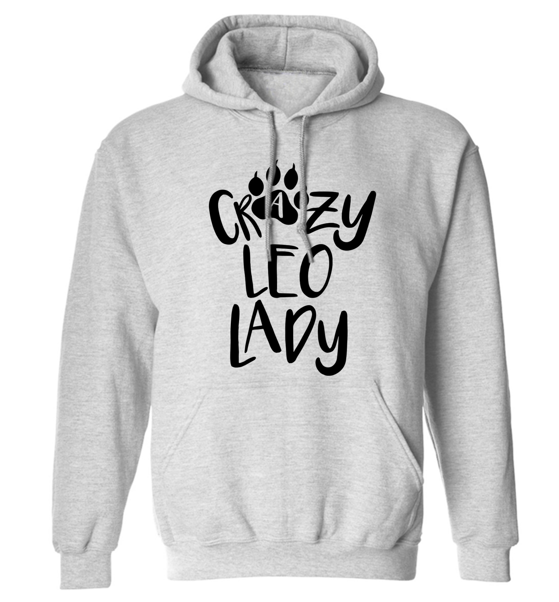 Crazy leo lady adults unisex grey hoodie 2XL