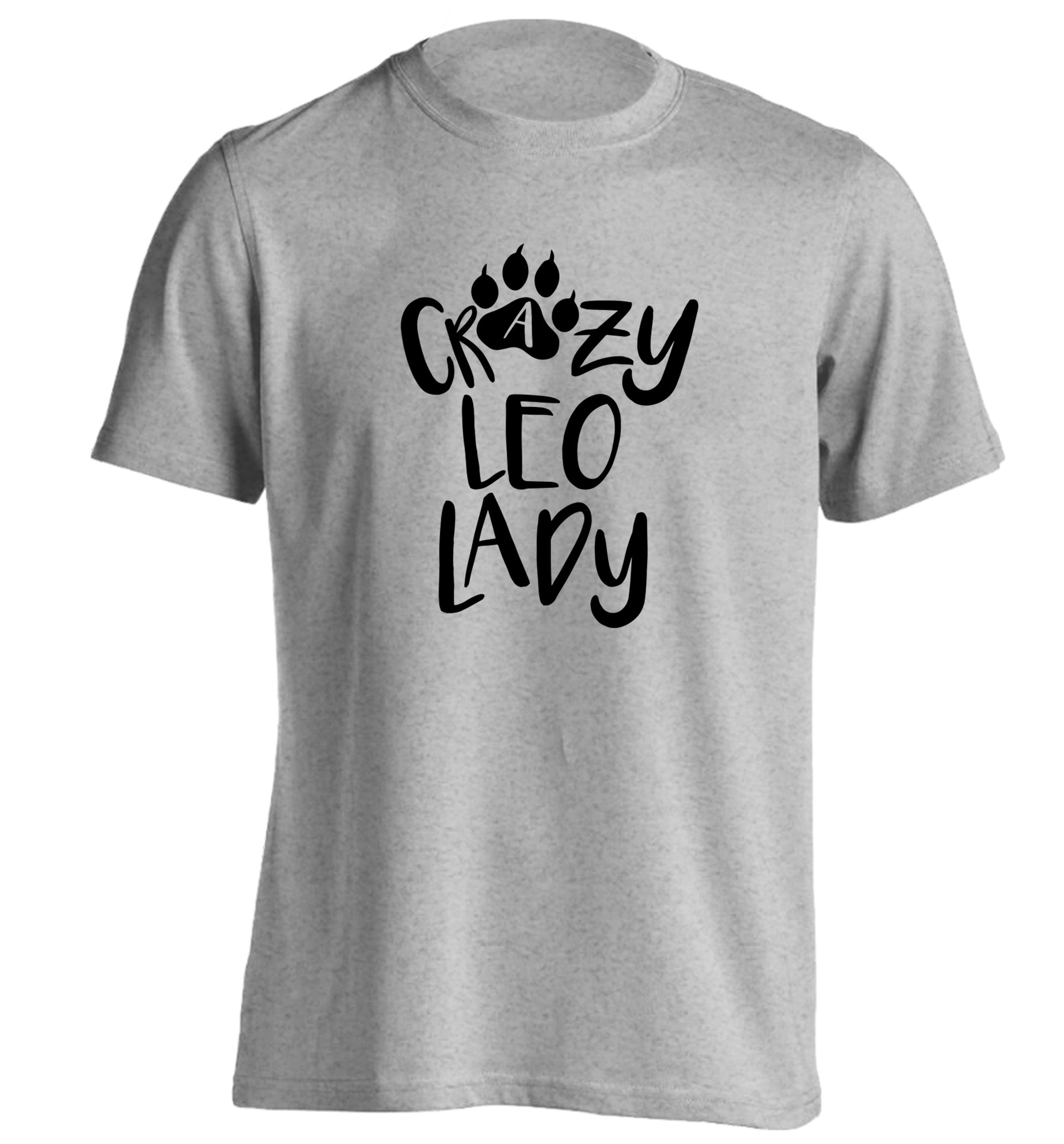 Crazy leo lady adults unisex grey Tshirt 2XL