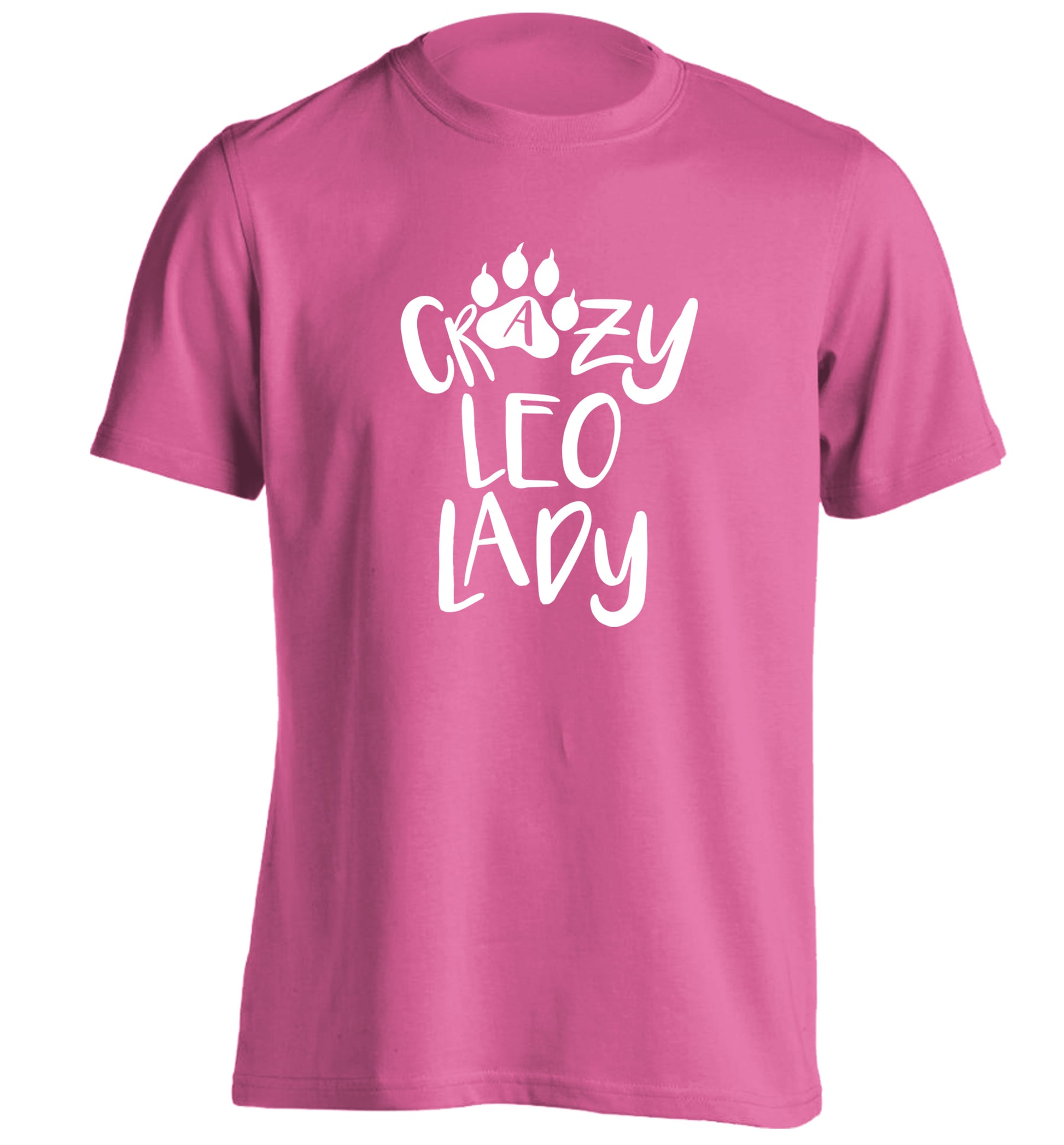 Crazy leo lady adults unisex pink Tshirt 2XL