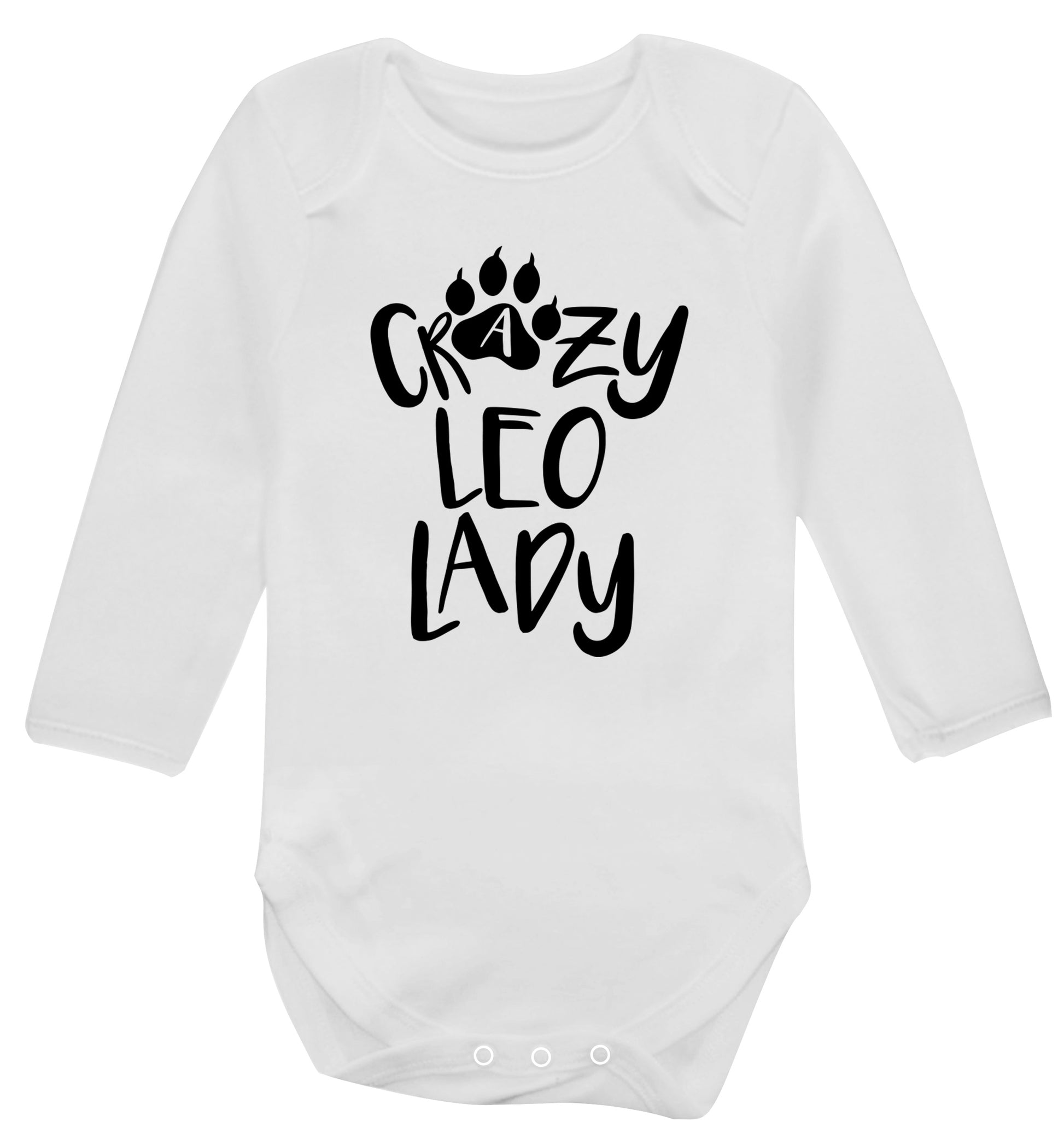 Crazy leo lady Baby Vest long sleeved white 6-12 months