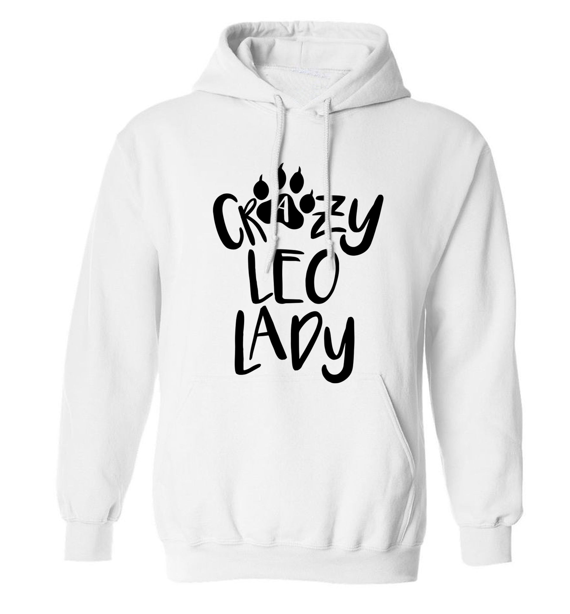 Crazy leo lady adults unisex white hoodie 2XL