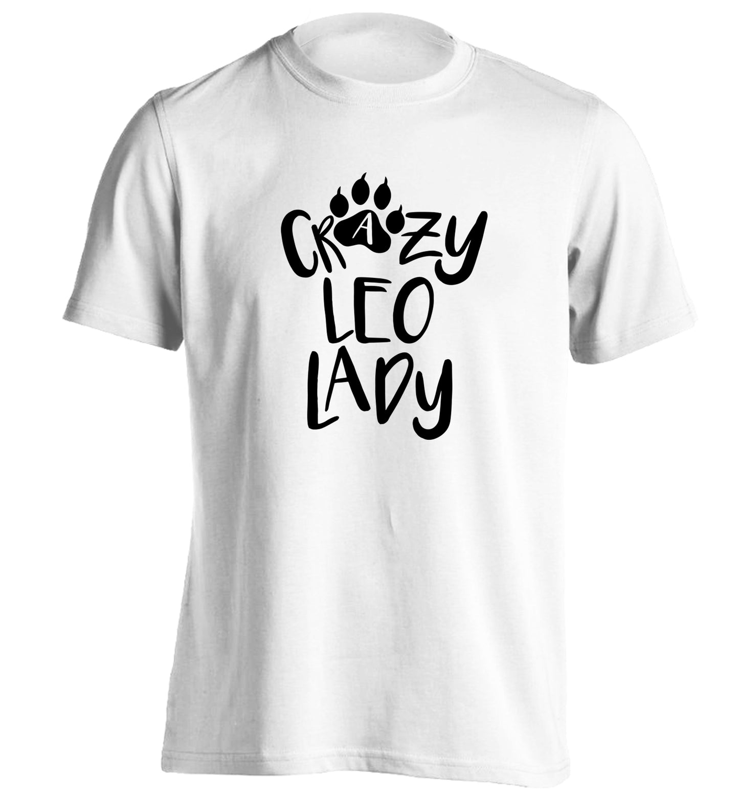 Crazy leo lady adults unisex white Tshirt 2XL