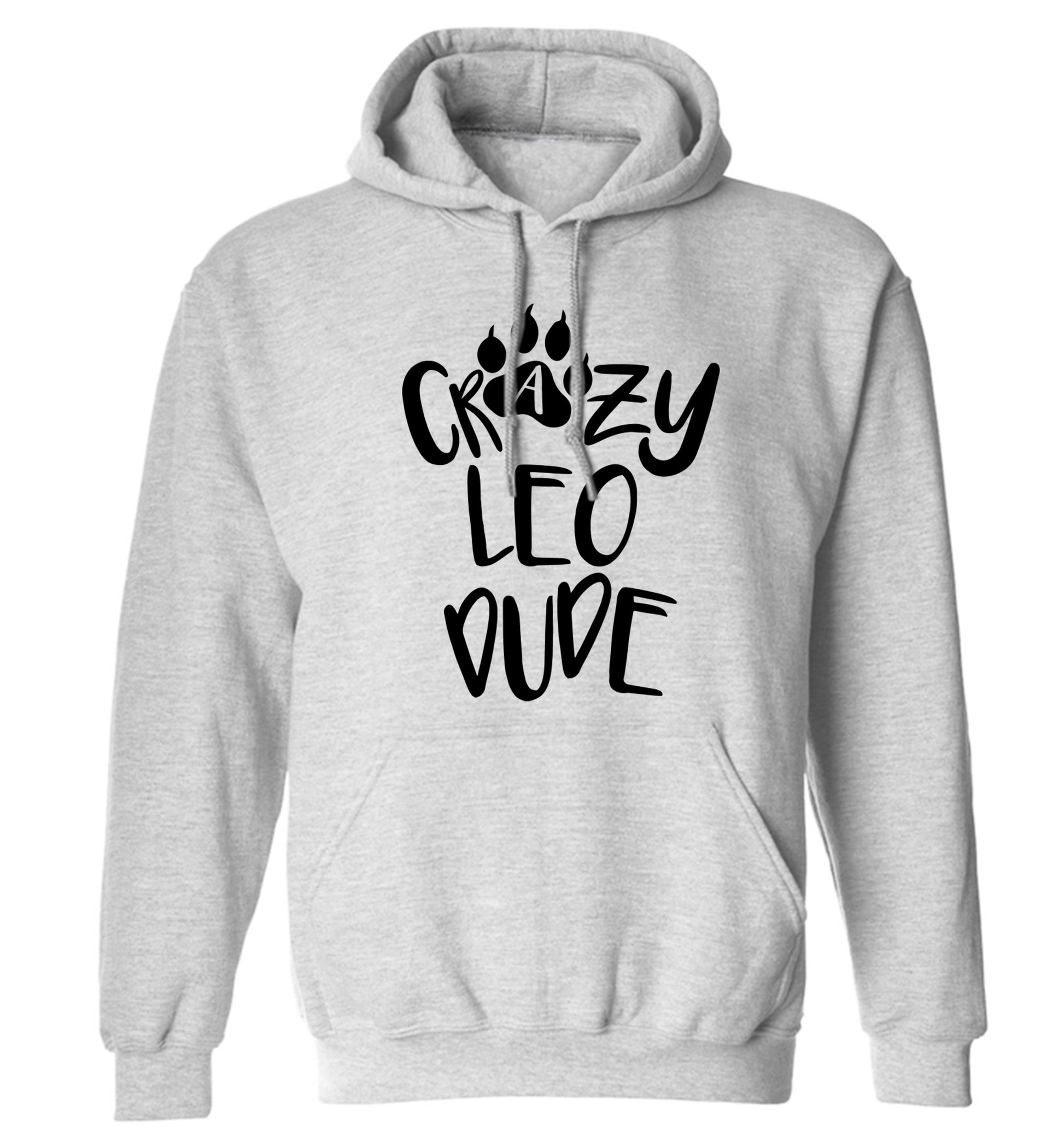 Crazy leo dude adults unisex grey hoodie 2XL