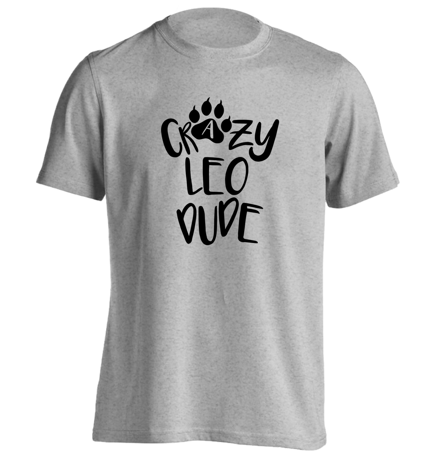 Crazy leo dude adults unisex grey Tshirt 2XL