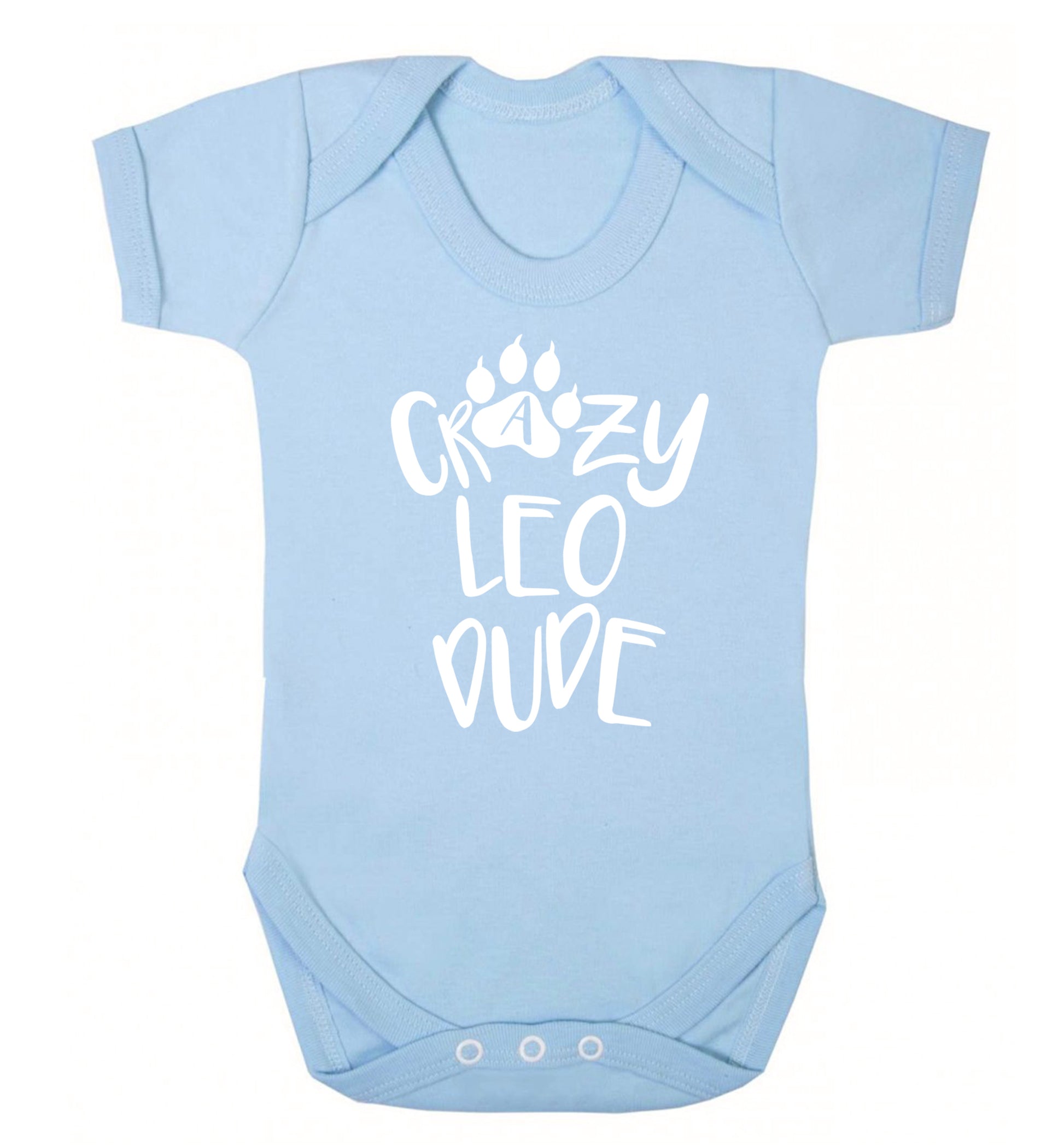 Crazy leo dude Baby Vest pale blue 18-24 months