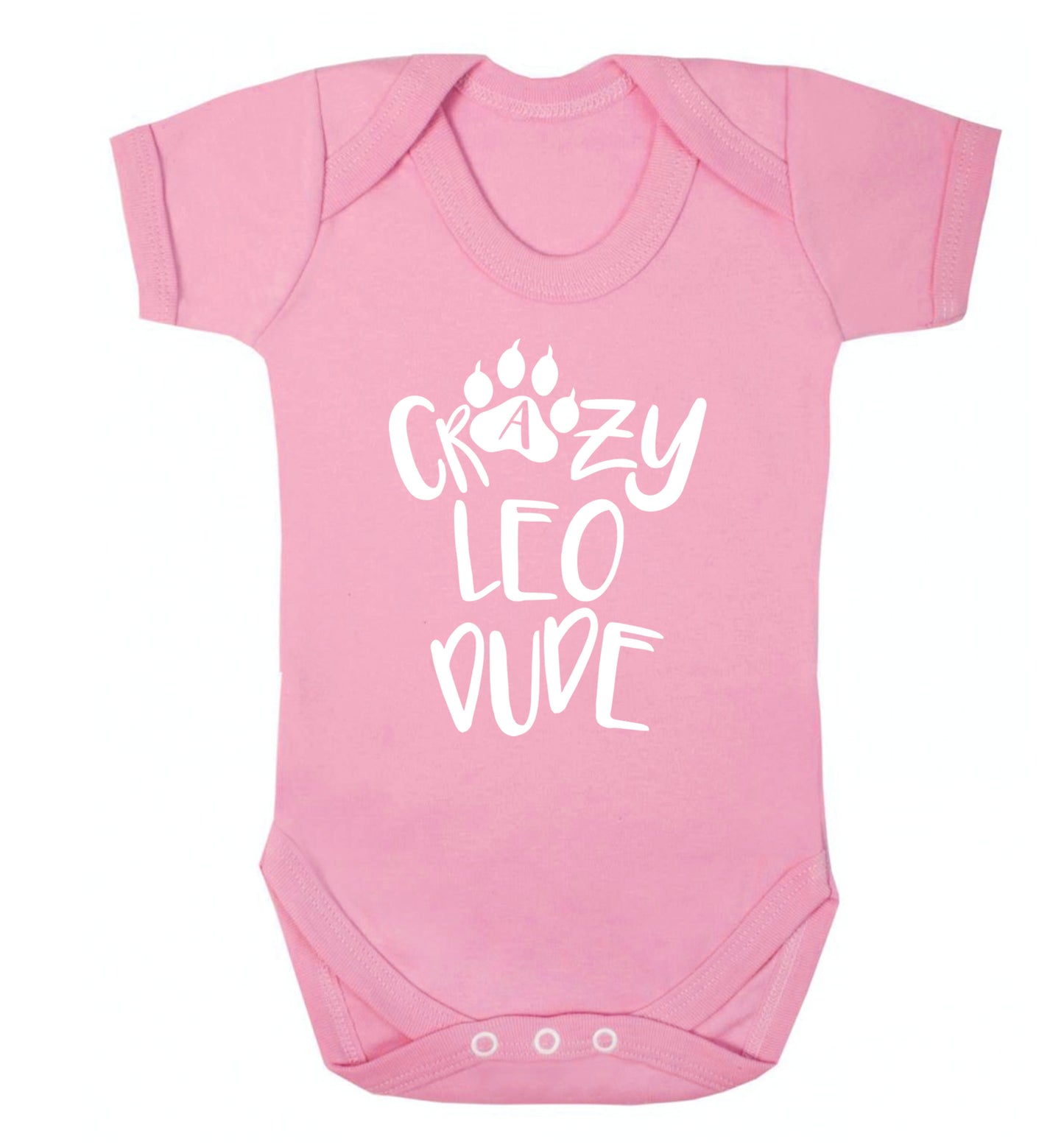 Crazy leo dude Baby Vest pale pink 18-24 months