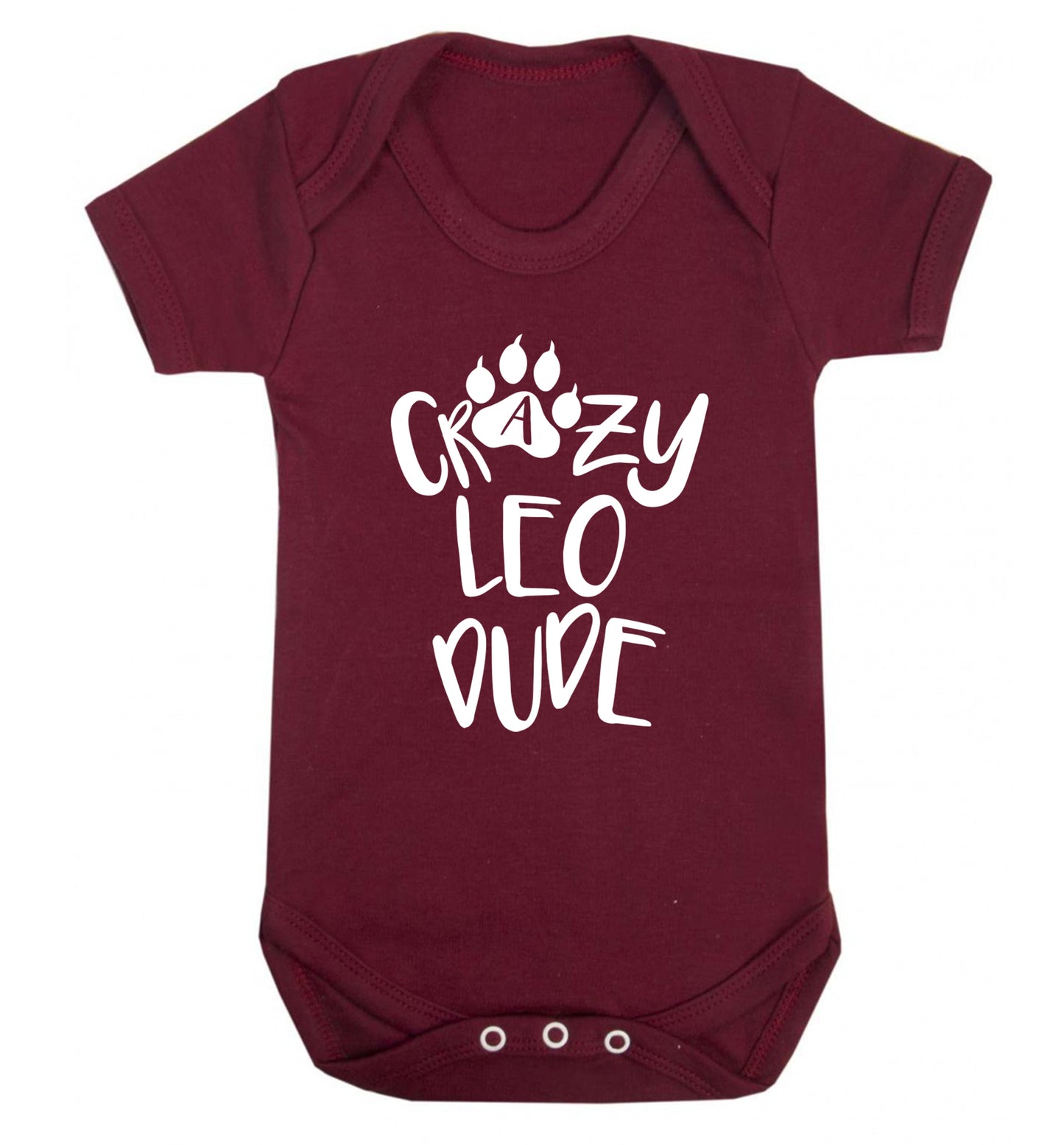 Crazy leo dude Baby Vest maroon 18-24 months