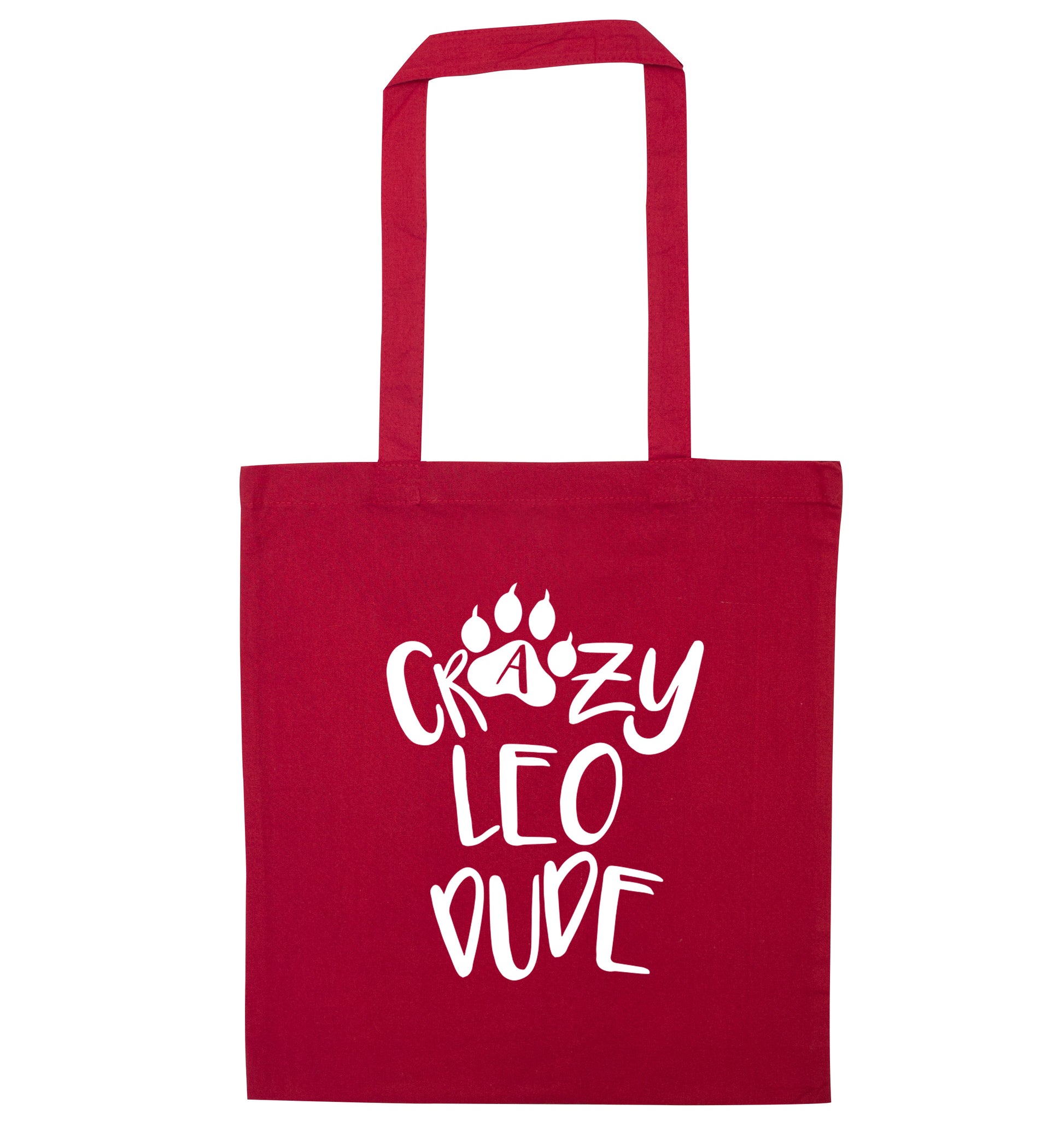 Crazy leo dude red tote bag