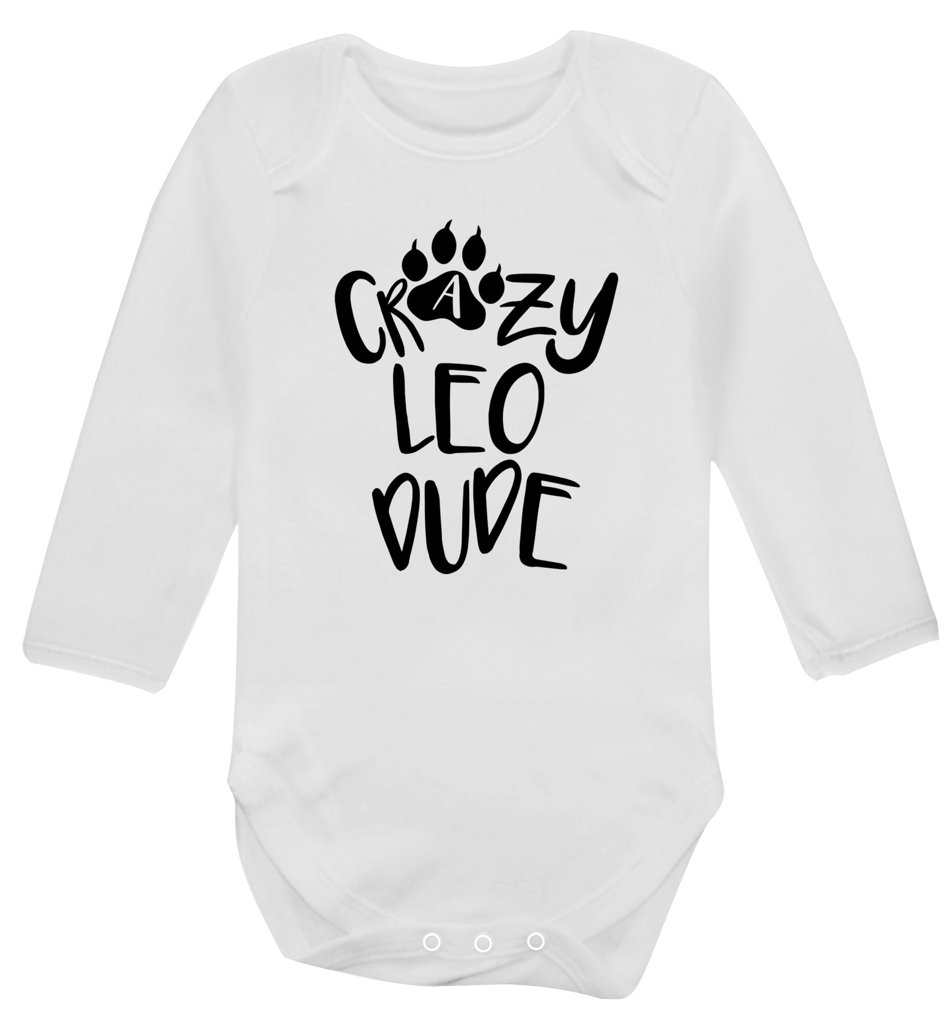 Crazy leo dude Baby Vest long sleeved white 6-12 months