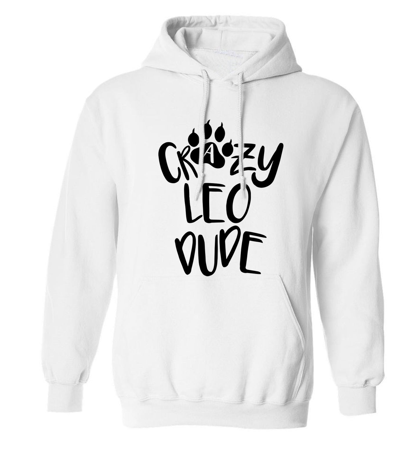 Crazy leo dude adults unisex white hoodie 2XL