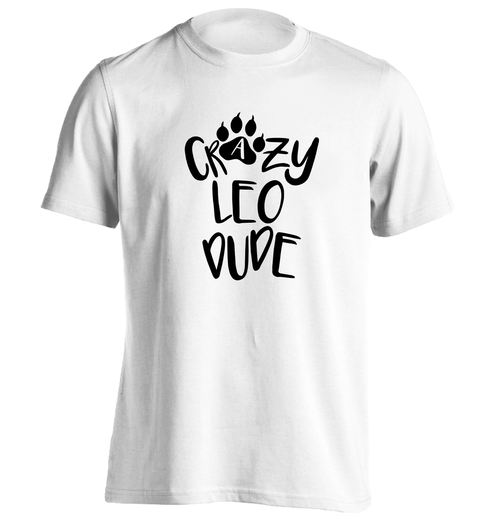 Crazy leo dude adults unisex white Tshirt 2XL