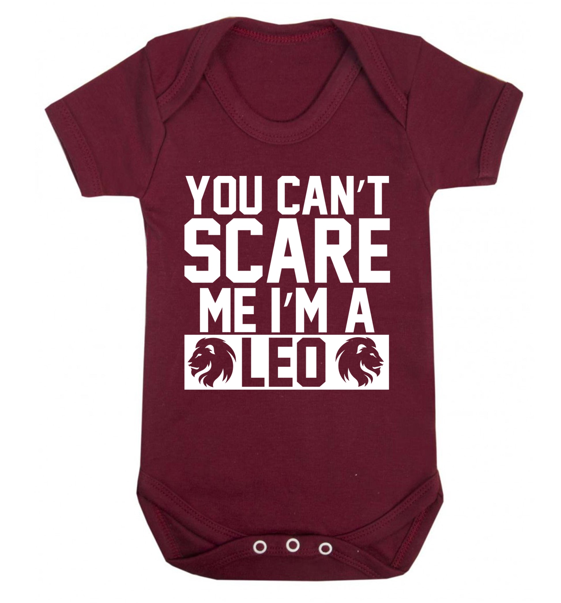 You can't scare me I'm a leo Baby Vest maroon 18-24 months
