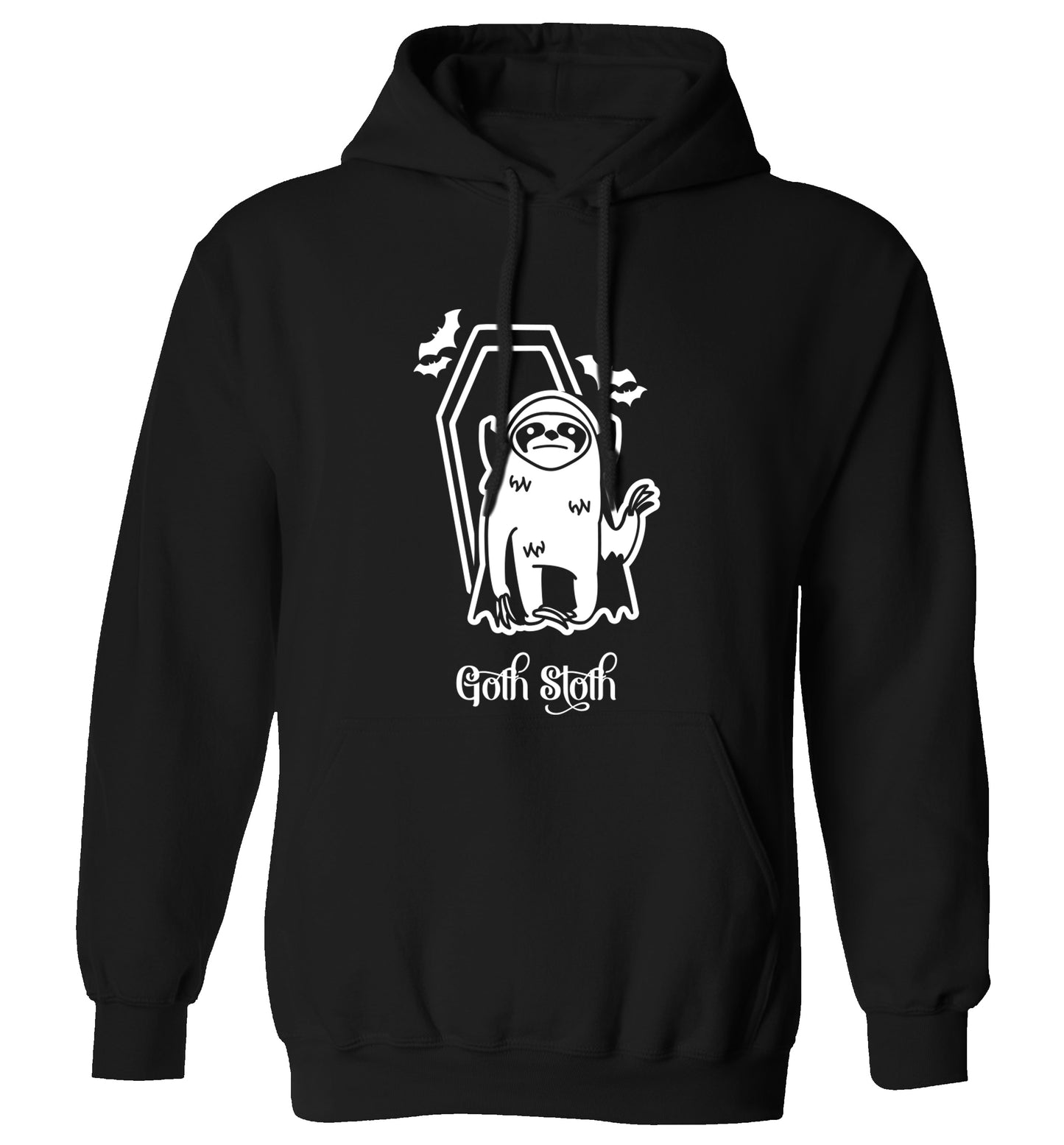 Goth Sloth adults unisex black hoodie 2XL