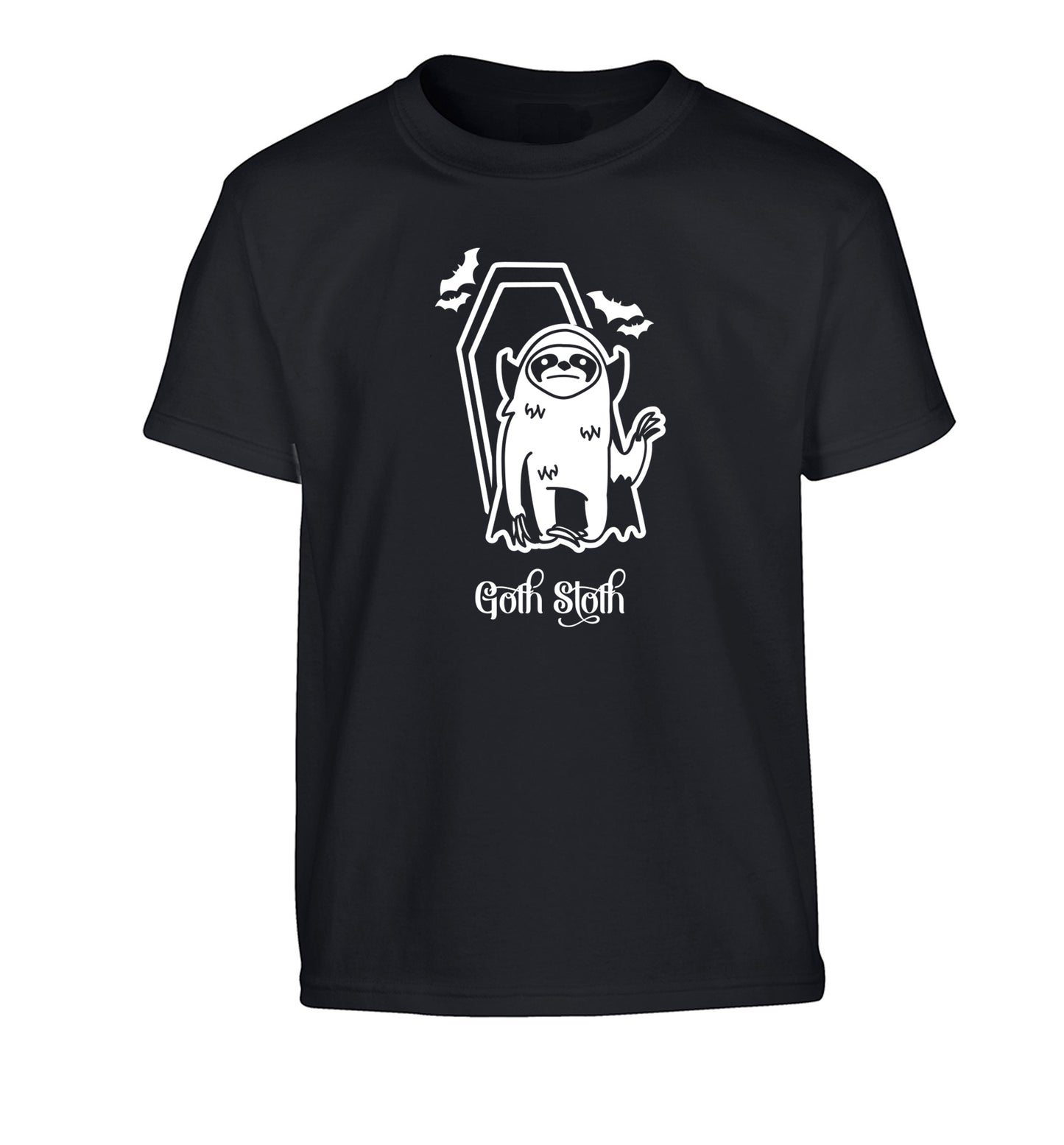 Goth Sloth Children's black Tshirt 12-13 Years