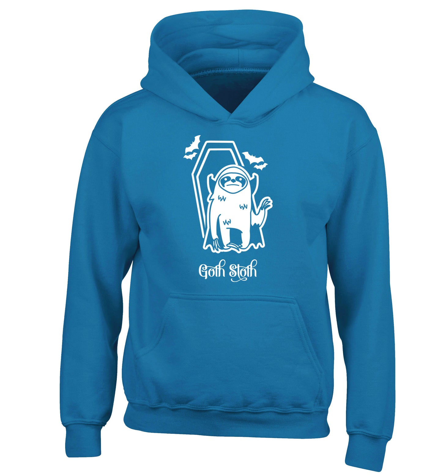 Goth Sloth children's blue hoodie 12-13 Years