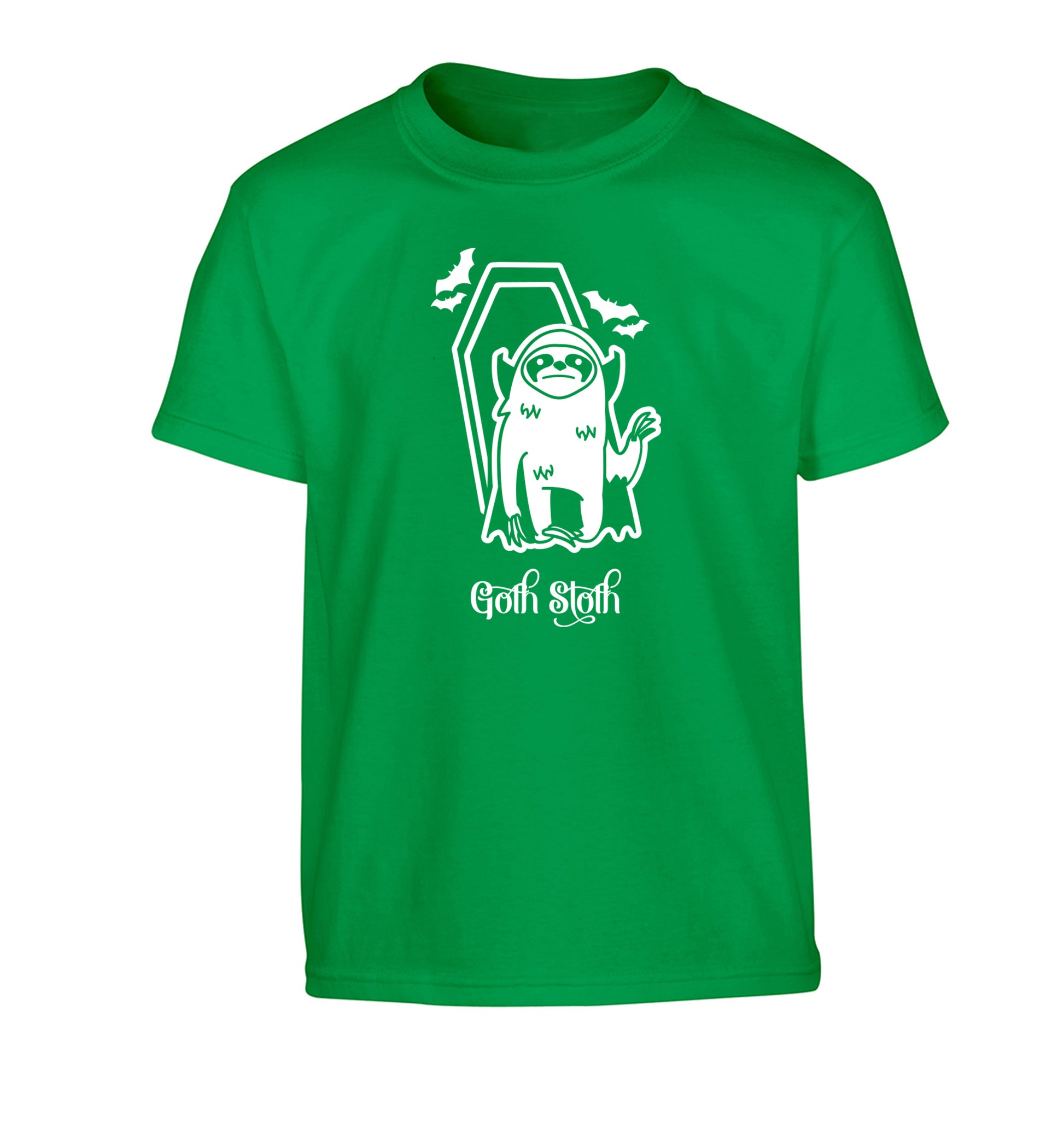 Goth Sloth Children's green Tshirt 12-13 Years