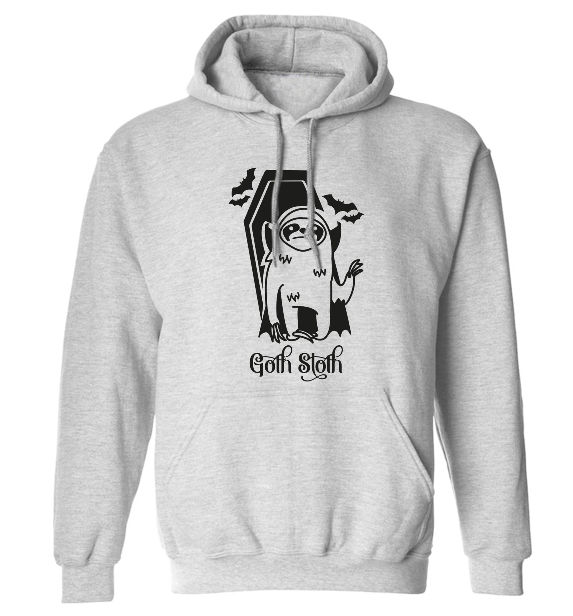 Goth Sloth adults unisex grey hoodie 2XL
