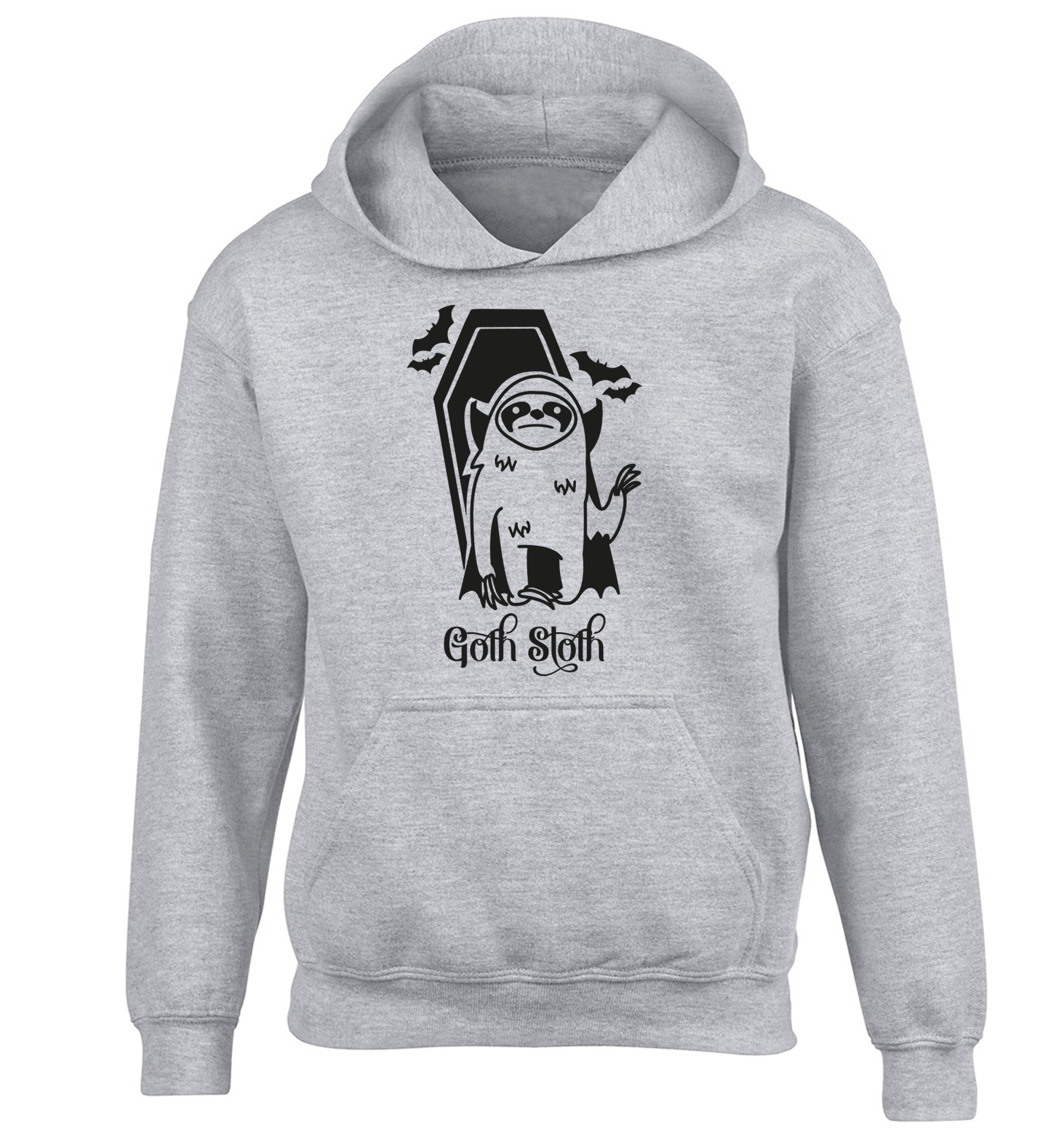 Goth Sloth children's grey hoodie 12-13 Years