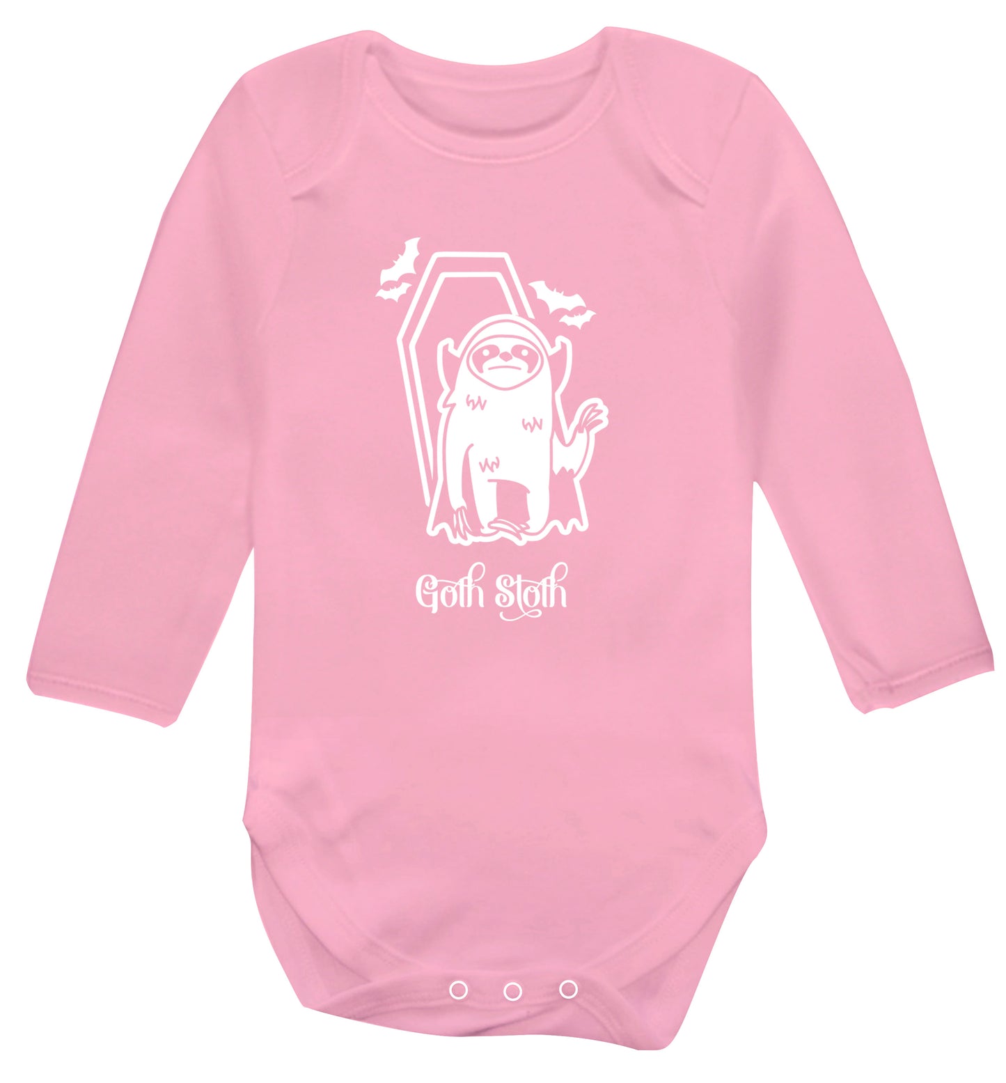 Goth Sloth Baby Vest long sleeved pale pink 6-12 months