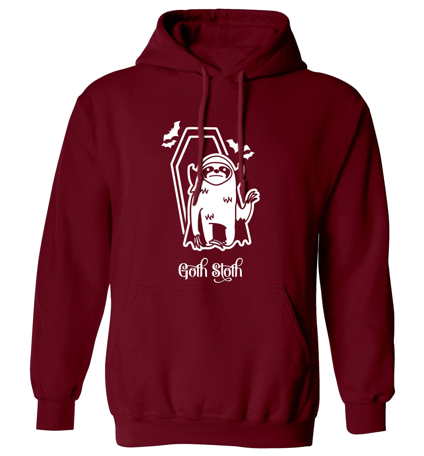 Goth Sloth adults unisex maroon hoodie 2XL
