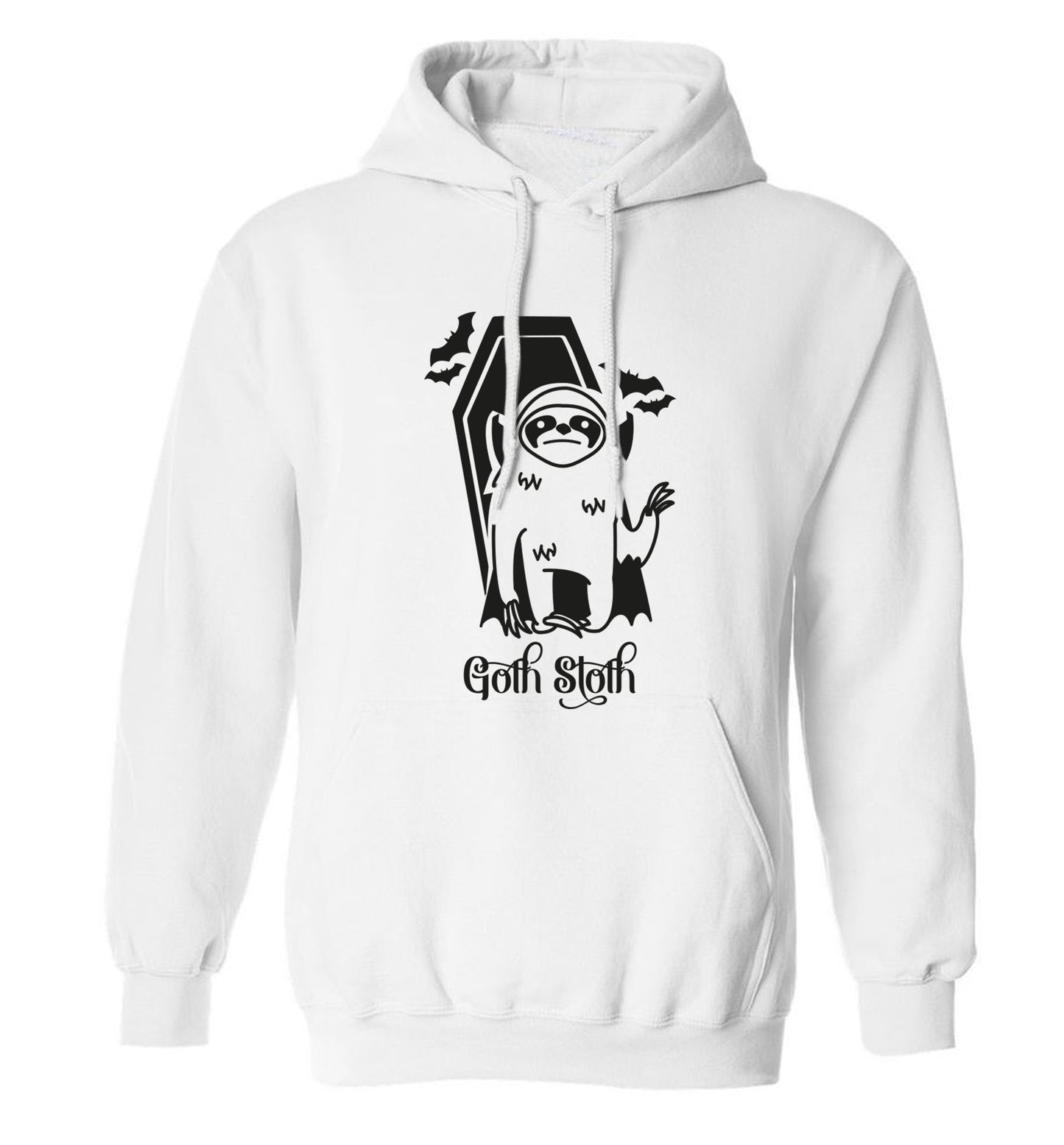 Goth Sloth adults unisex white hoodie 2XL