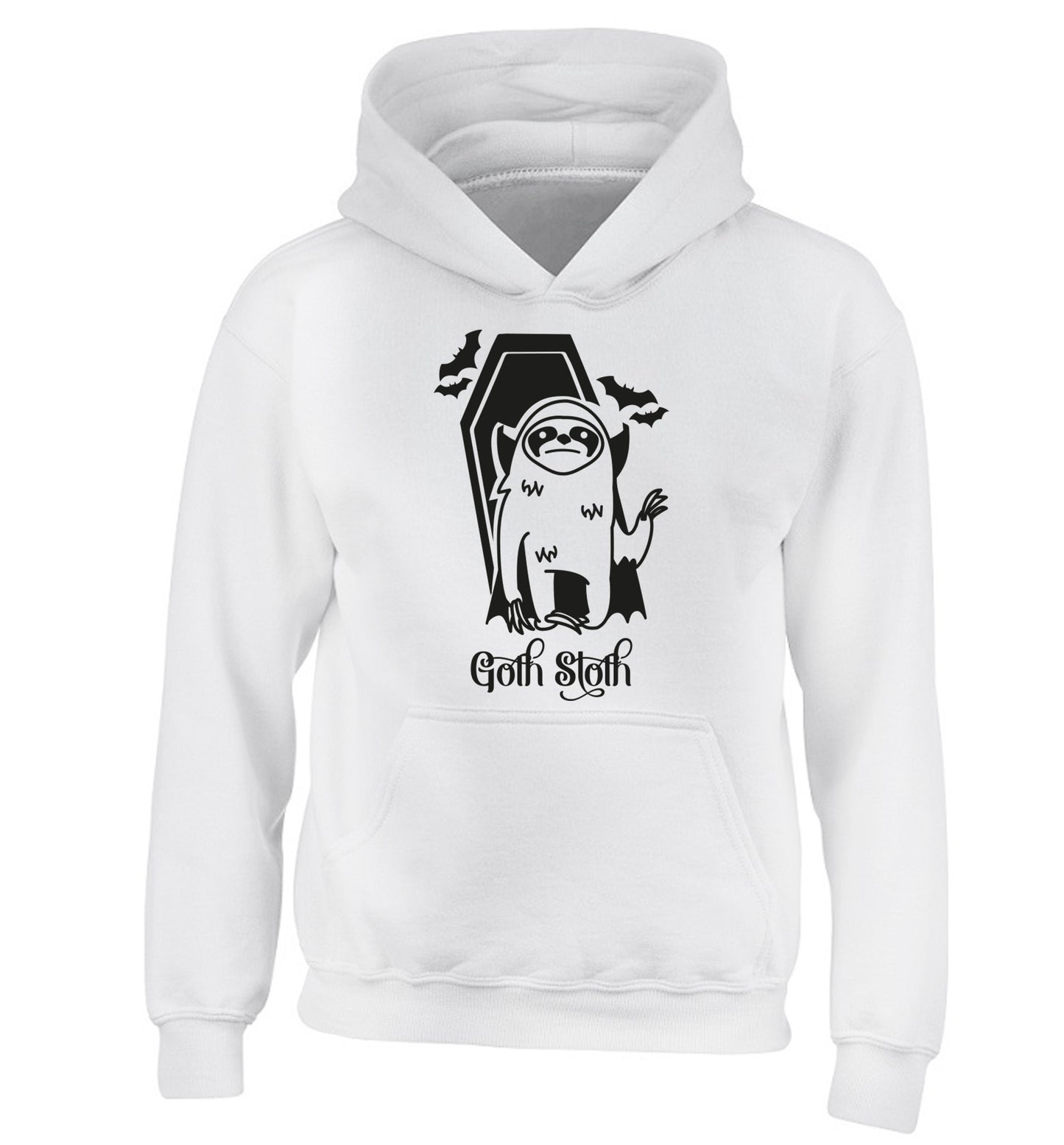 Goth Sloth children's white hoodie 12-13 Years