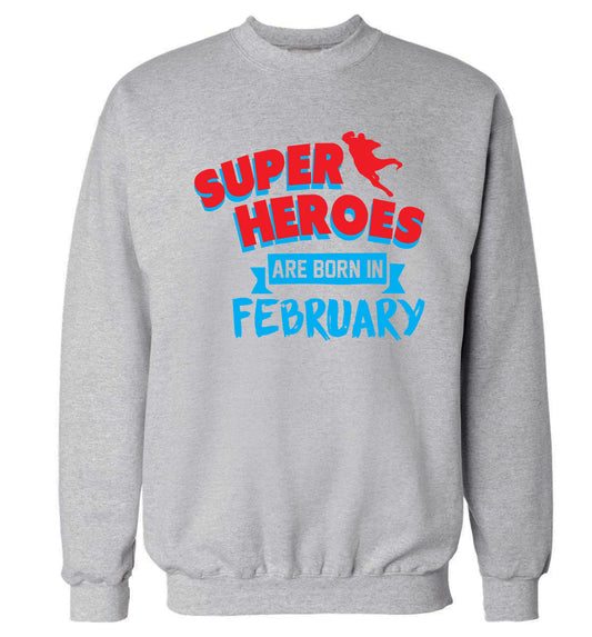 superheroes are born in February Adult's unisex grey Sweater 2XL