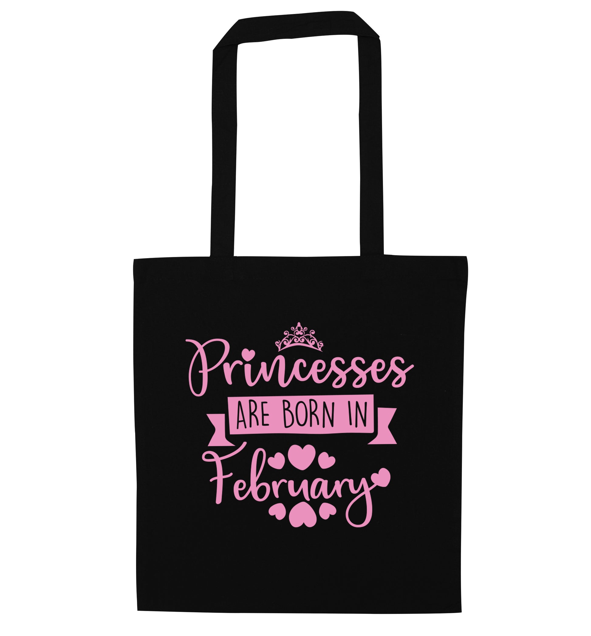 Princesses are born in February black tote bag