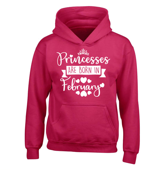 Princesses are born in February children's pink hoodie 12-13 Years