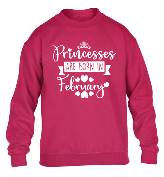 Princesses are born in February children's pink sweater 12-13 Years