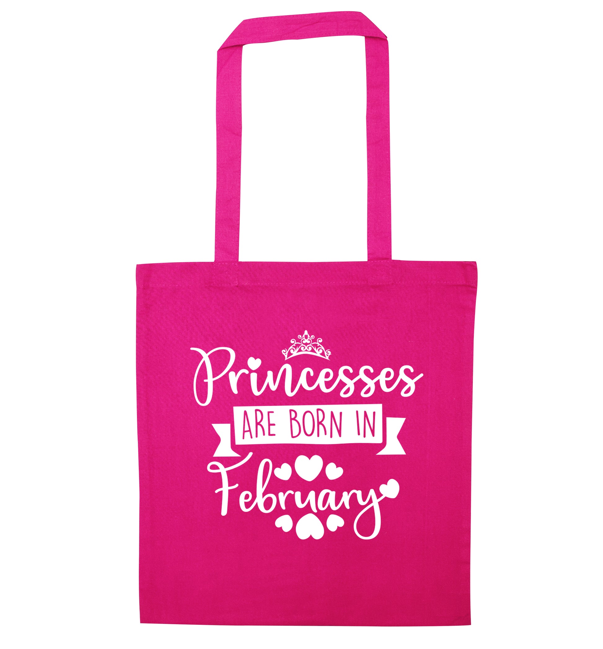 Princesses are born in February pink tote bag