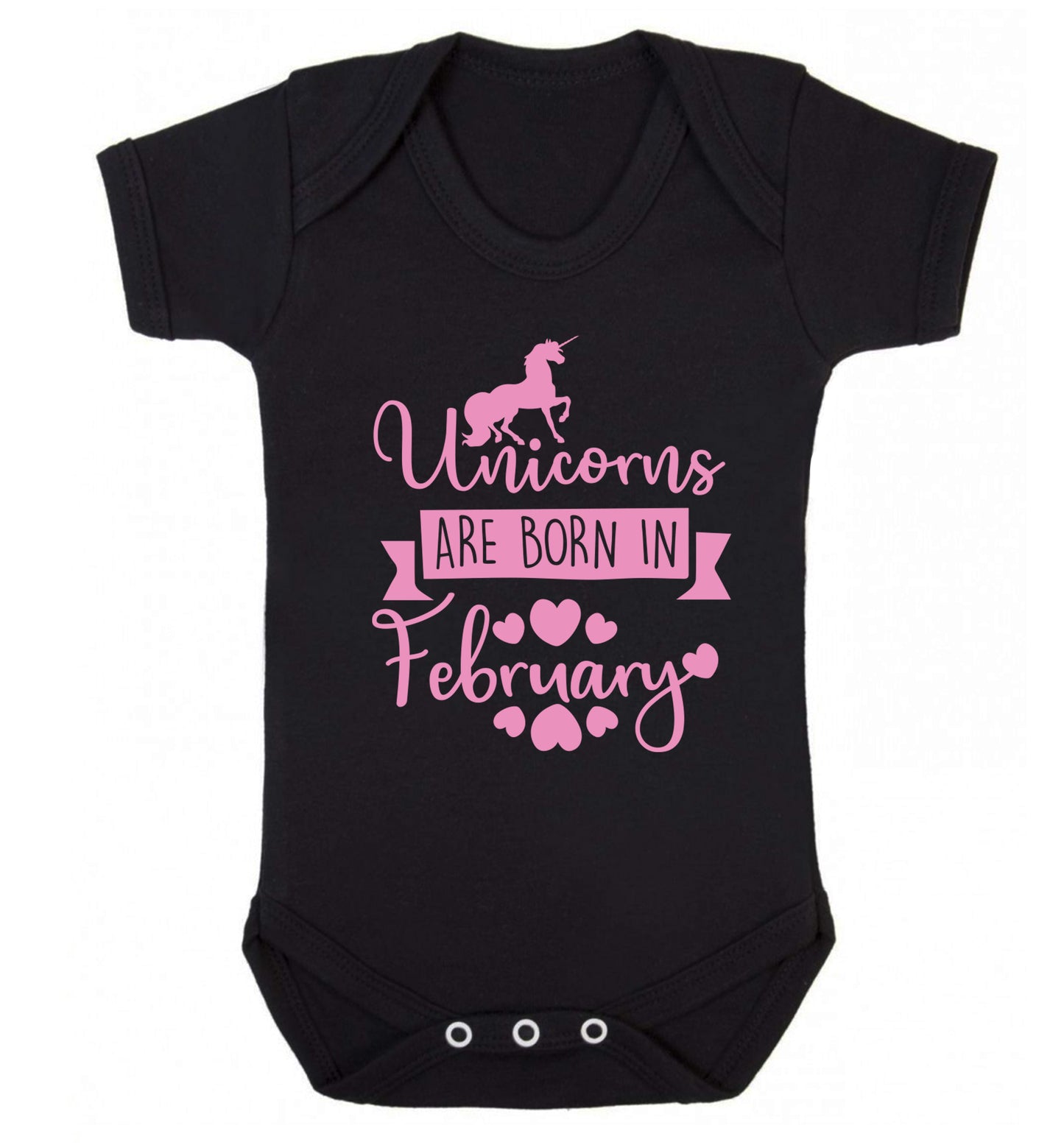Unicorns are born in February Baby Vest black 18-24 months
