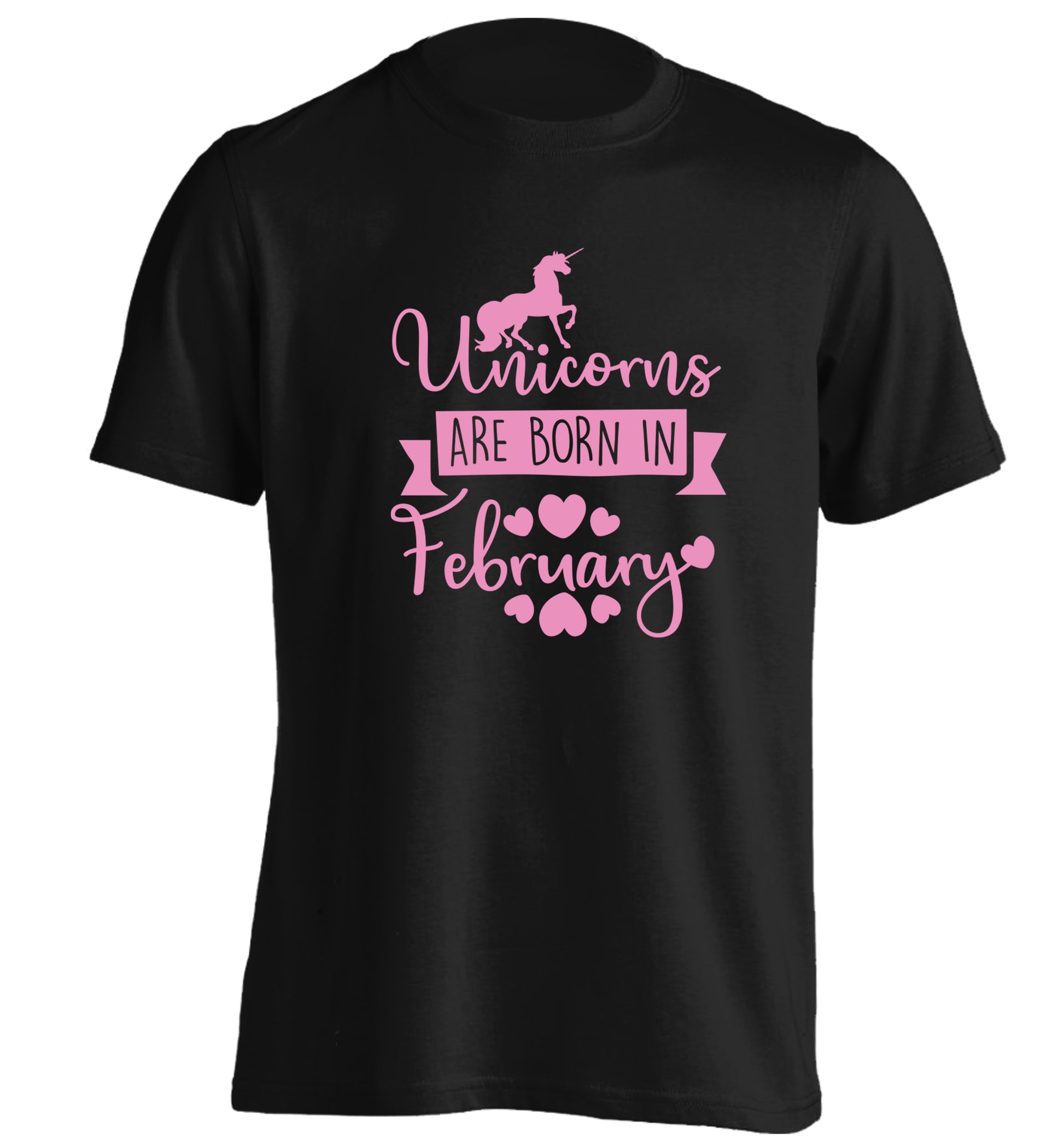 Unicorns are born in February adults unisex black Tshirt 2XL