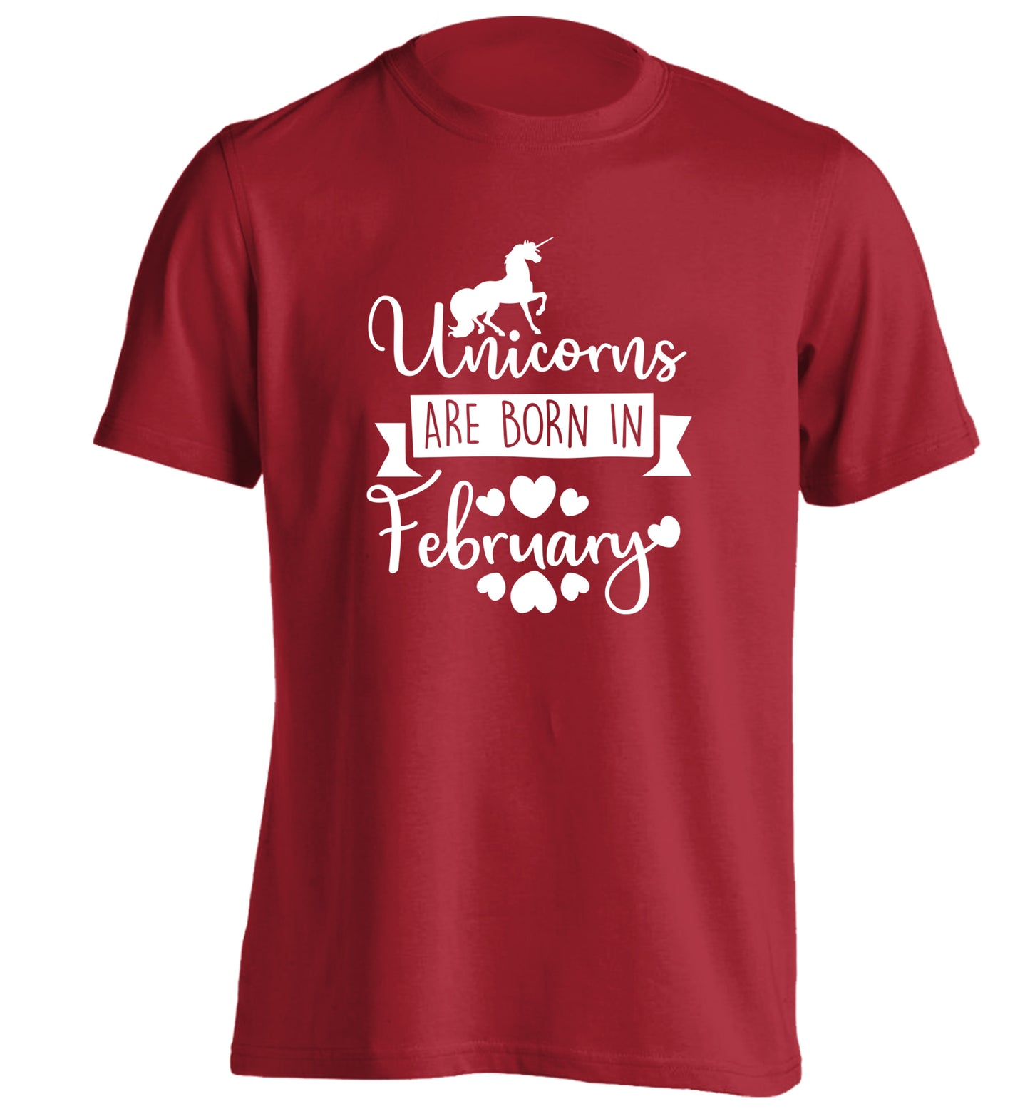 Unicorns are born in February adults unisex red Tshirt 2XL