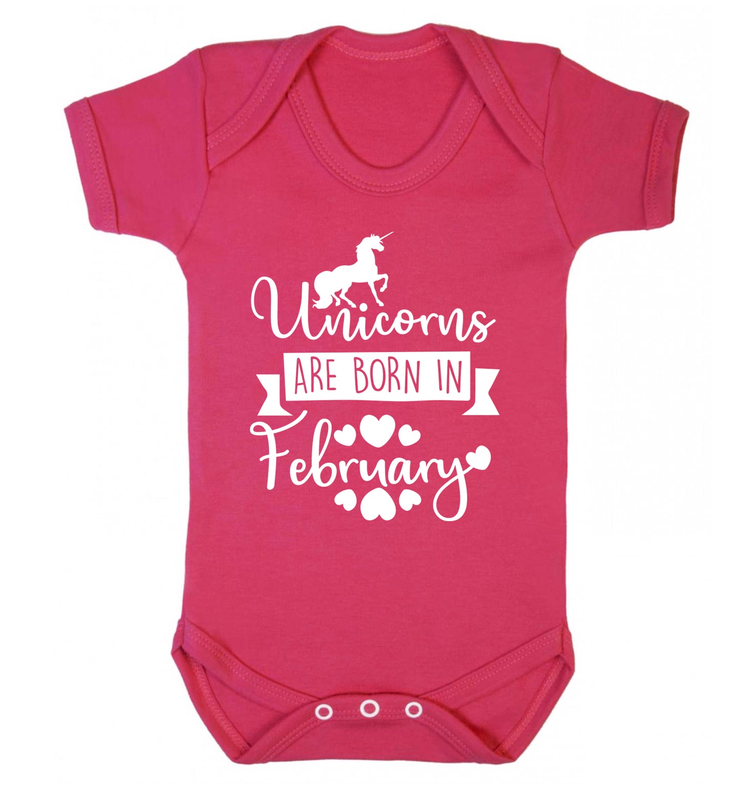 Unicorns are born in February Baby Vest dark pink 18-24 months