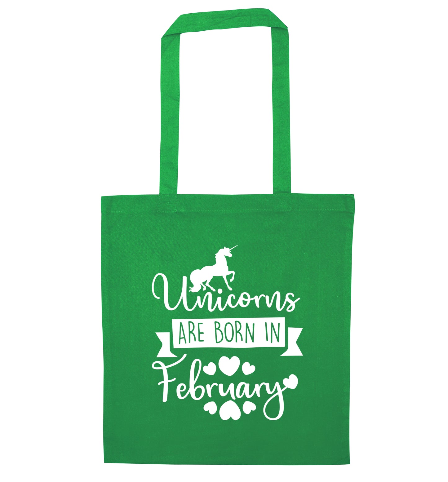 Unicorns are born in February green tote bag