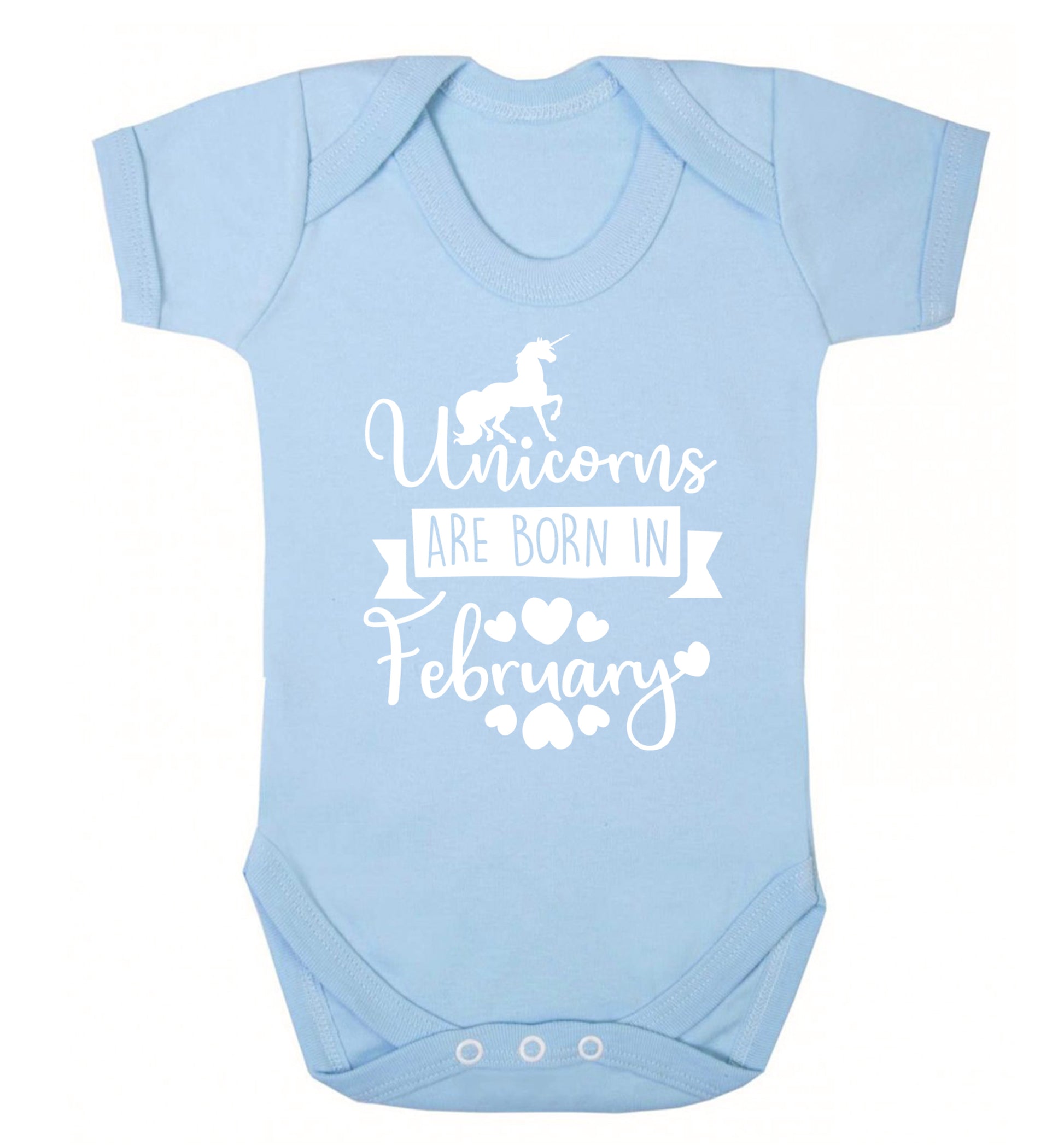 Unicorns are born in February Baby Vest pale blue 18-24 months