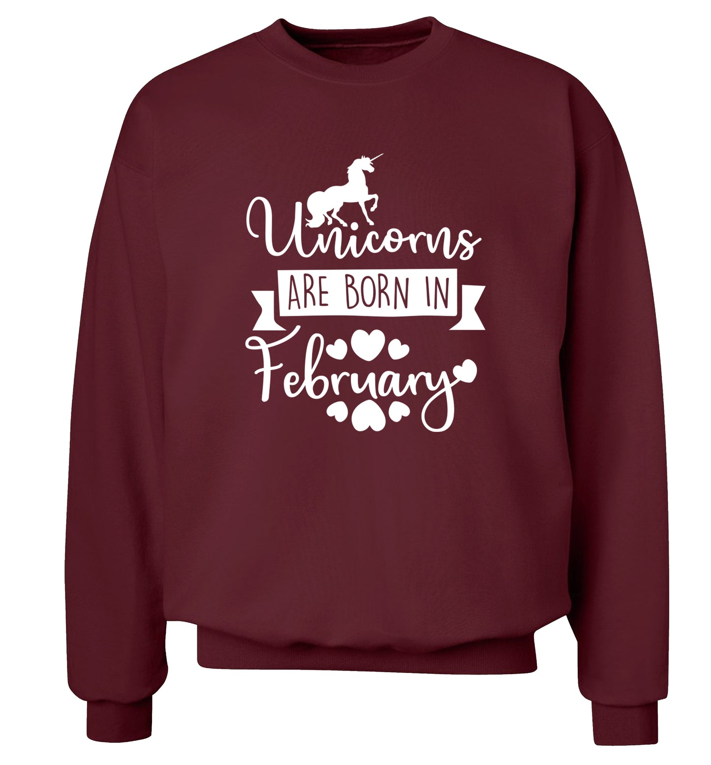 Unicorns are born in February Adult's unisex maroon Sweater 2XL
