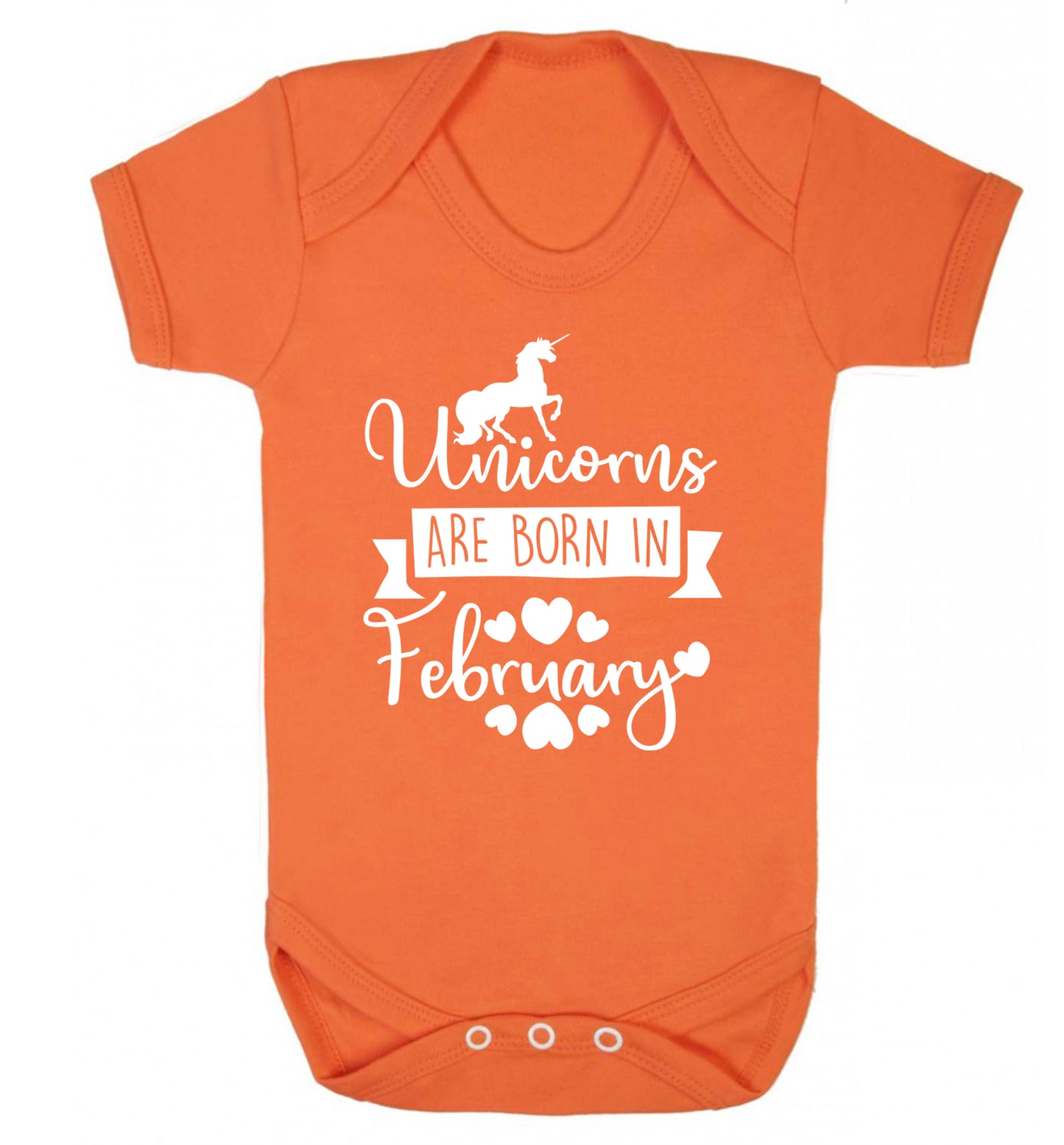 Unicorns are born in February Baby Vest orange 18-24 months